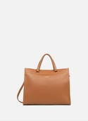 Large tote bag - Foulonné Double  Camel - in - orange