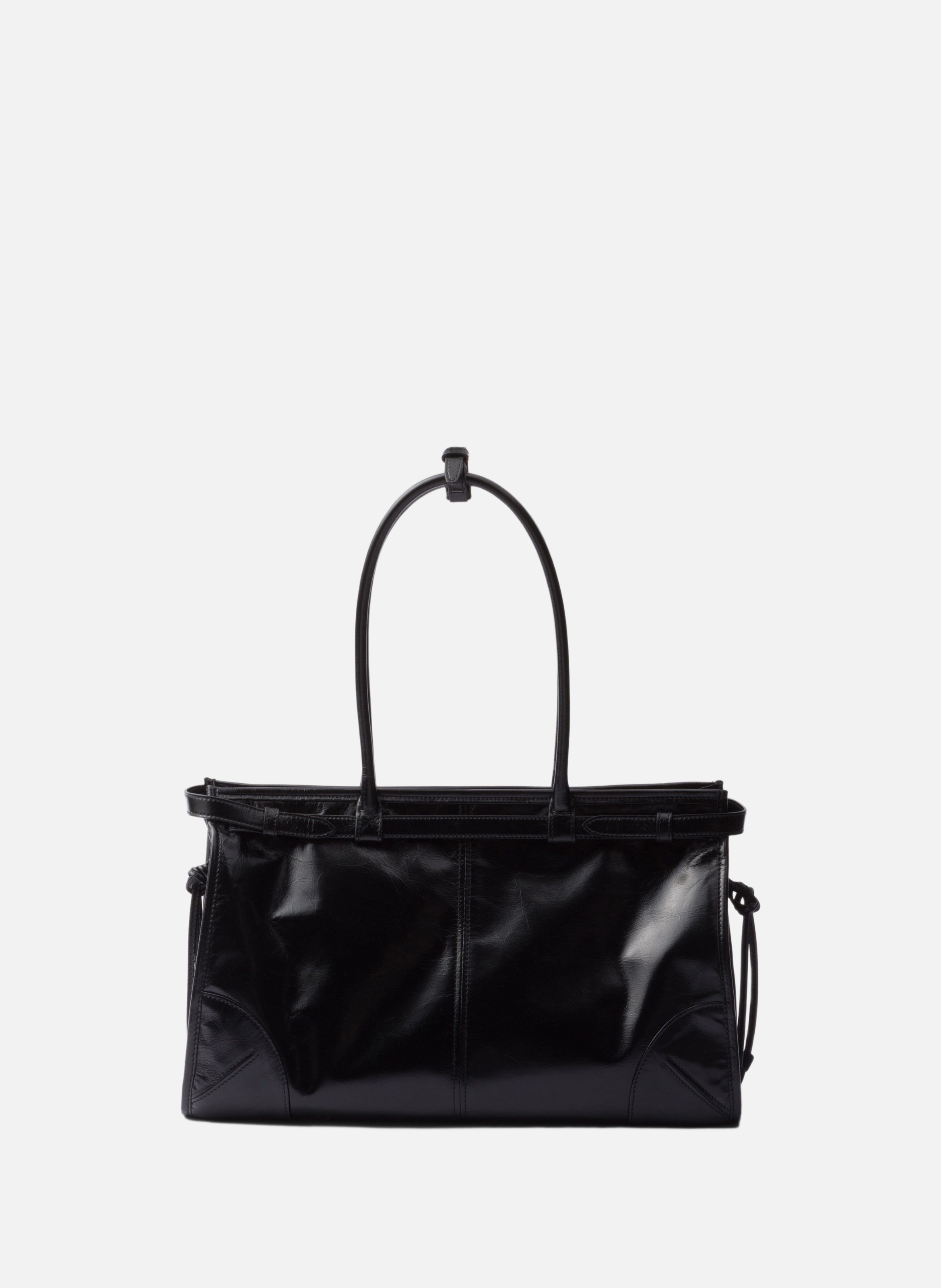 Grand sac à main prada bonnie en cuir PRADA Noir