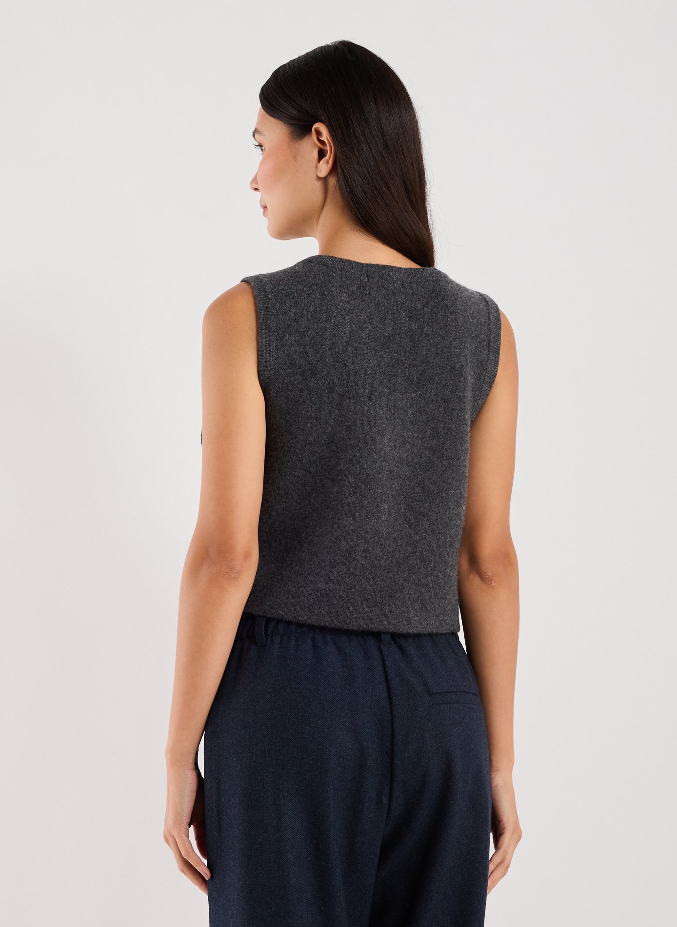 Gilet sans manche brodé en laine LOUISE MISHA Noir