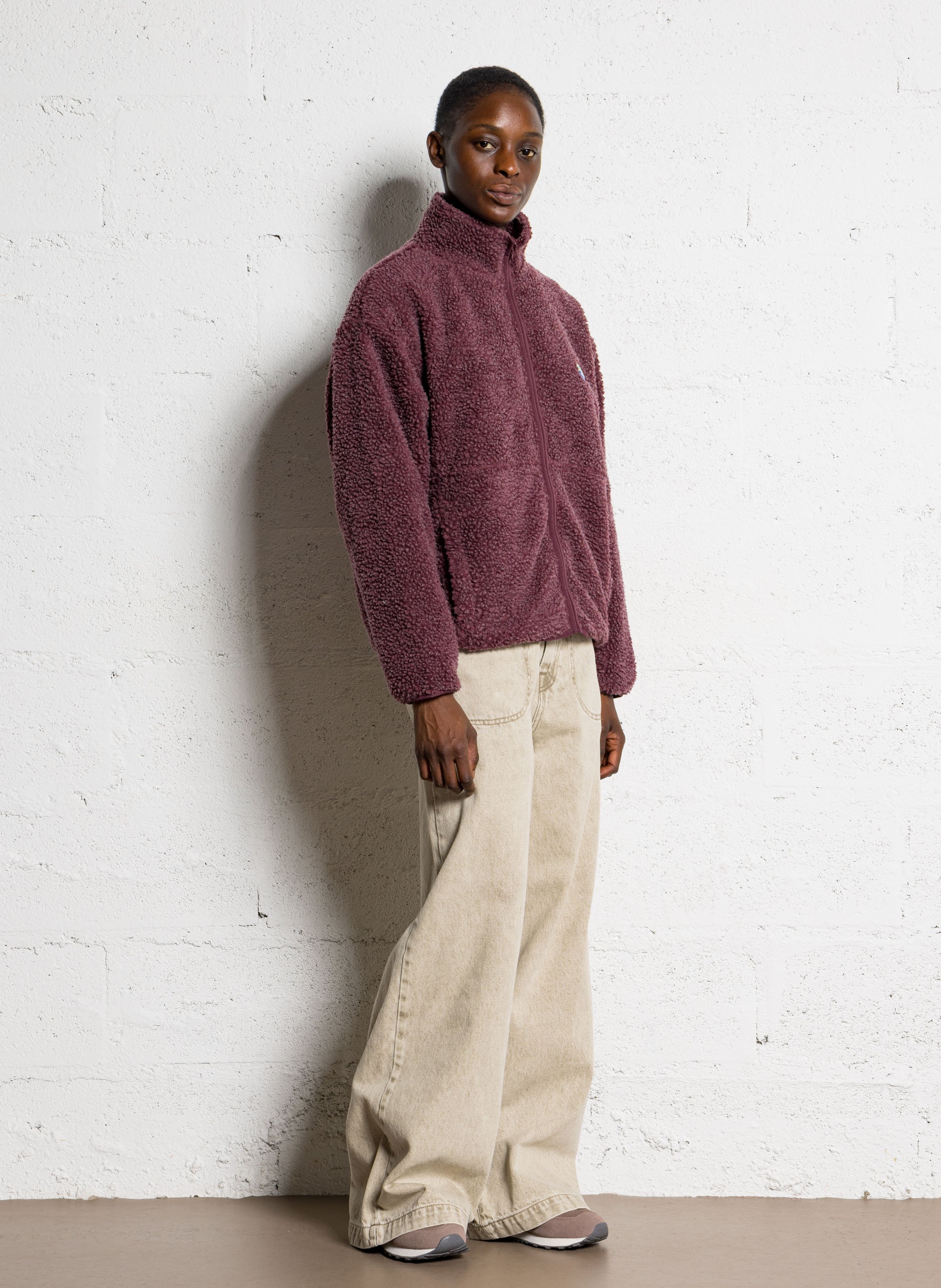 Veste ample zippée à col montant polaire hoktown AMERICAN VINTAGE Rouge