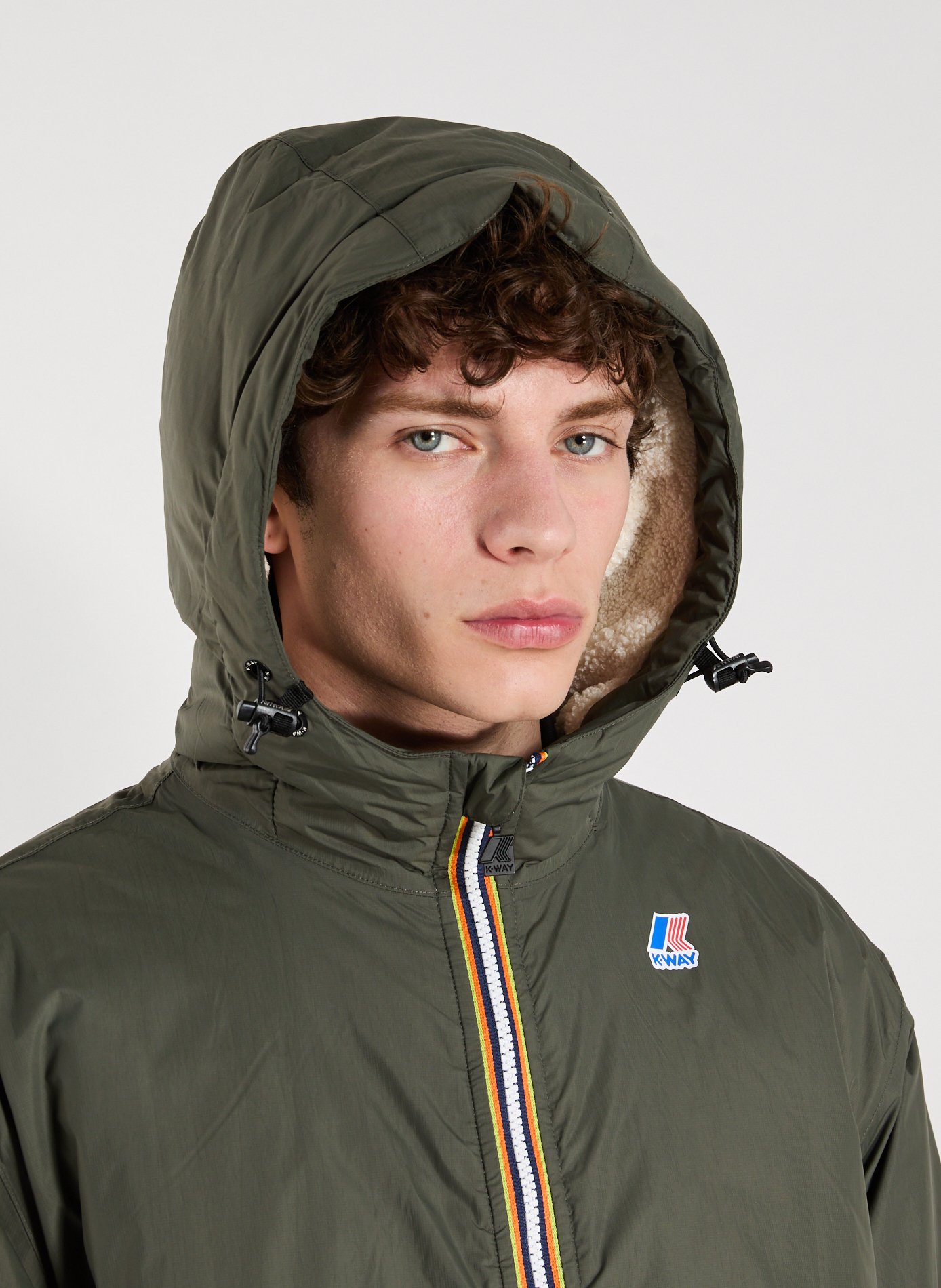 Mid-length hooded jacket K-WAY Khaki