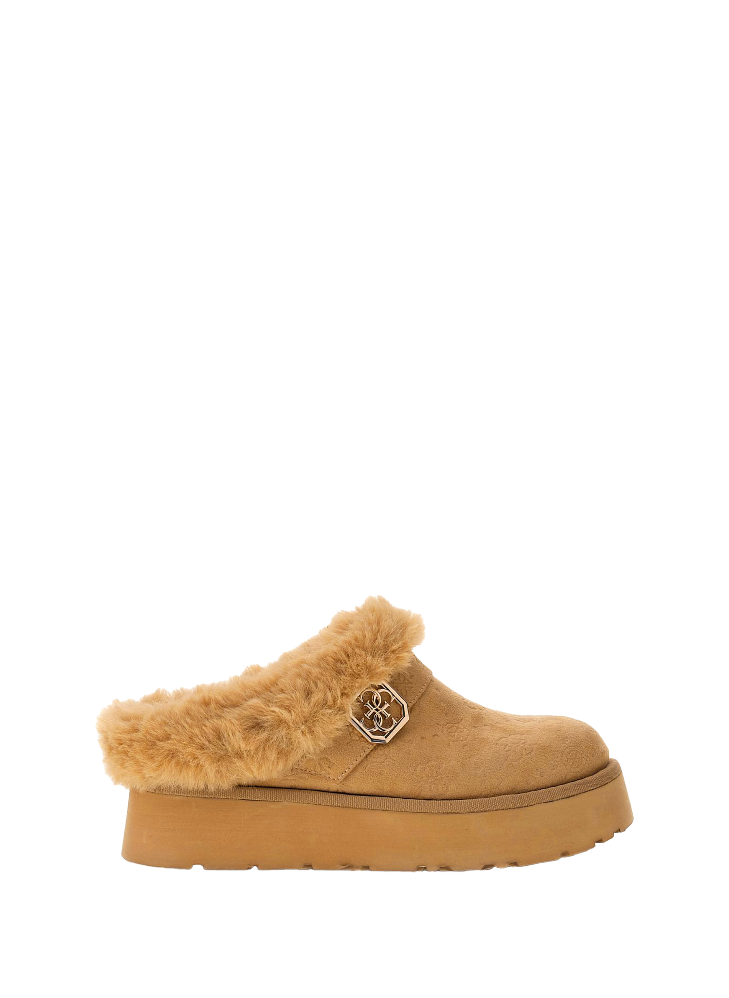 GUESS Fur-trimmed mules Beige