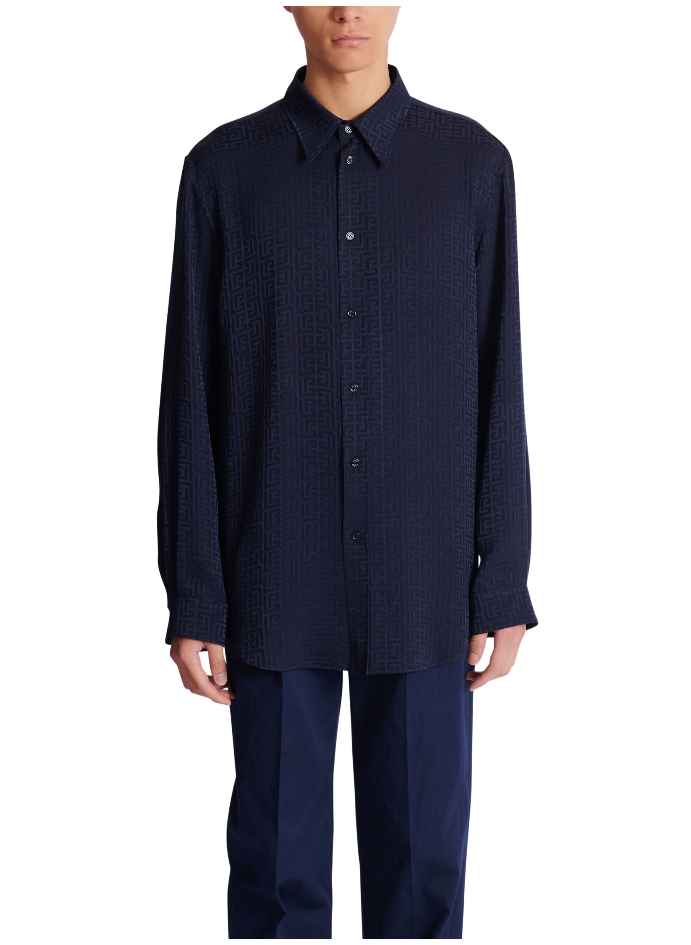 Chemise en jacquard monogramme BALMAIN Bleu