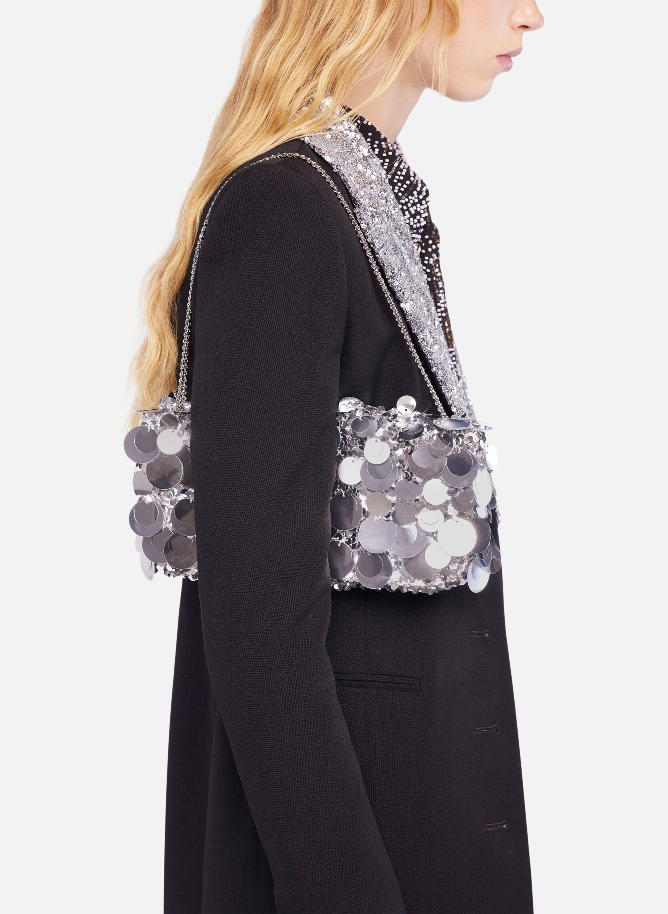 Sac baguette sparkle RABANNE Argent