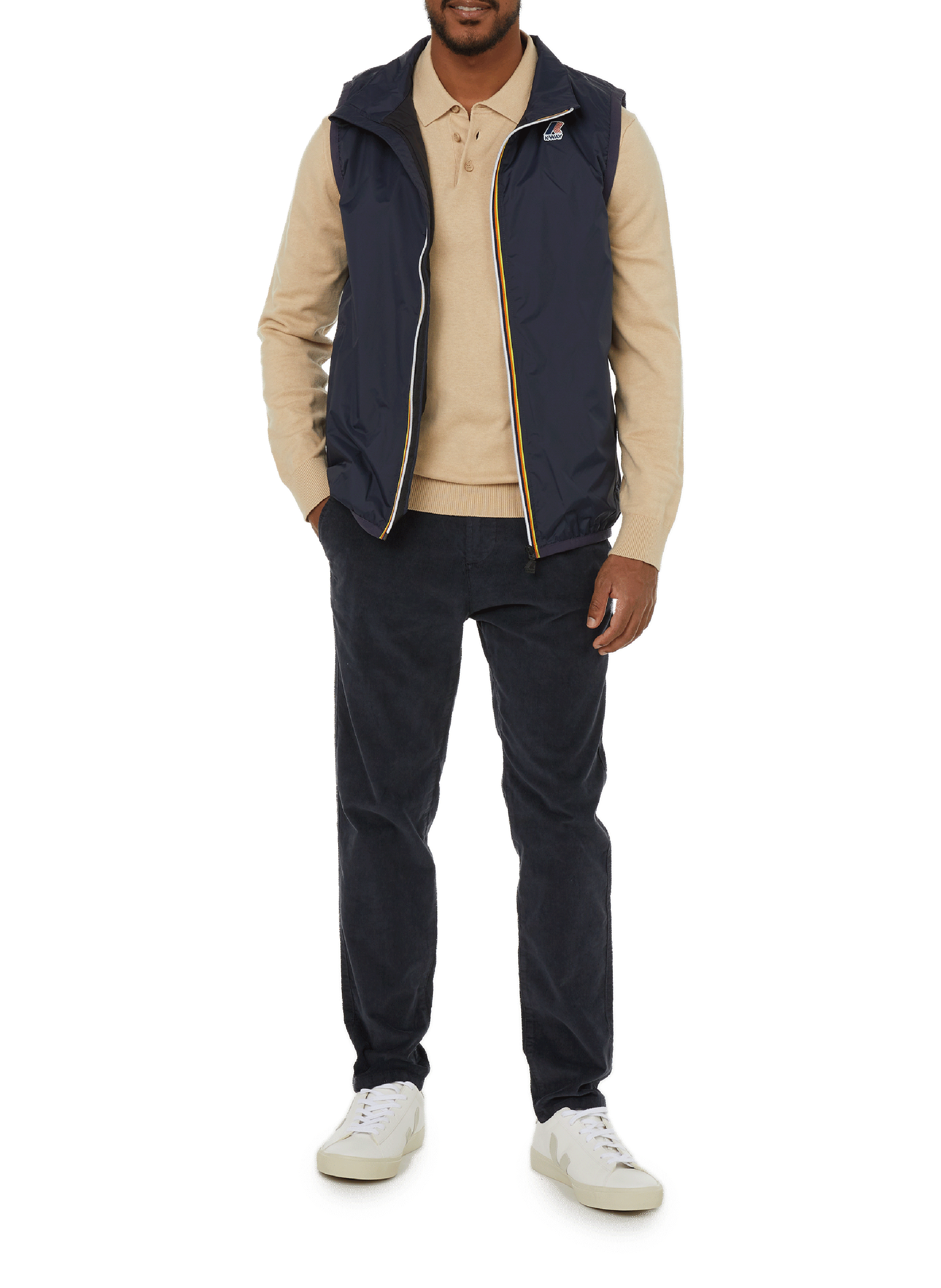 Long-sleeved cotton polo shirt  ESPRIT Beige