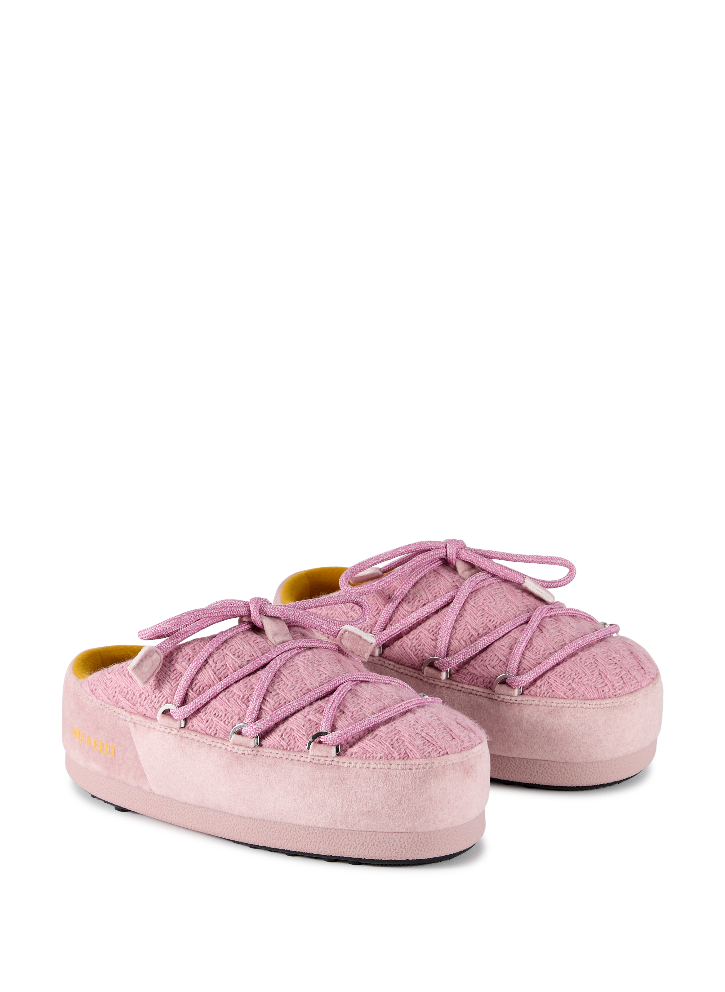 Knit lace-up mules Pink