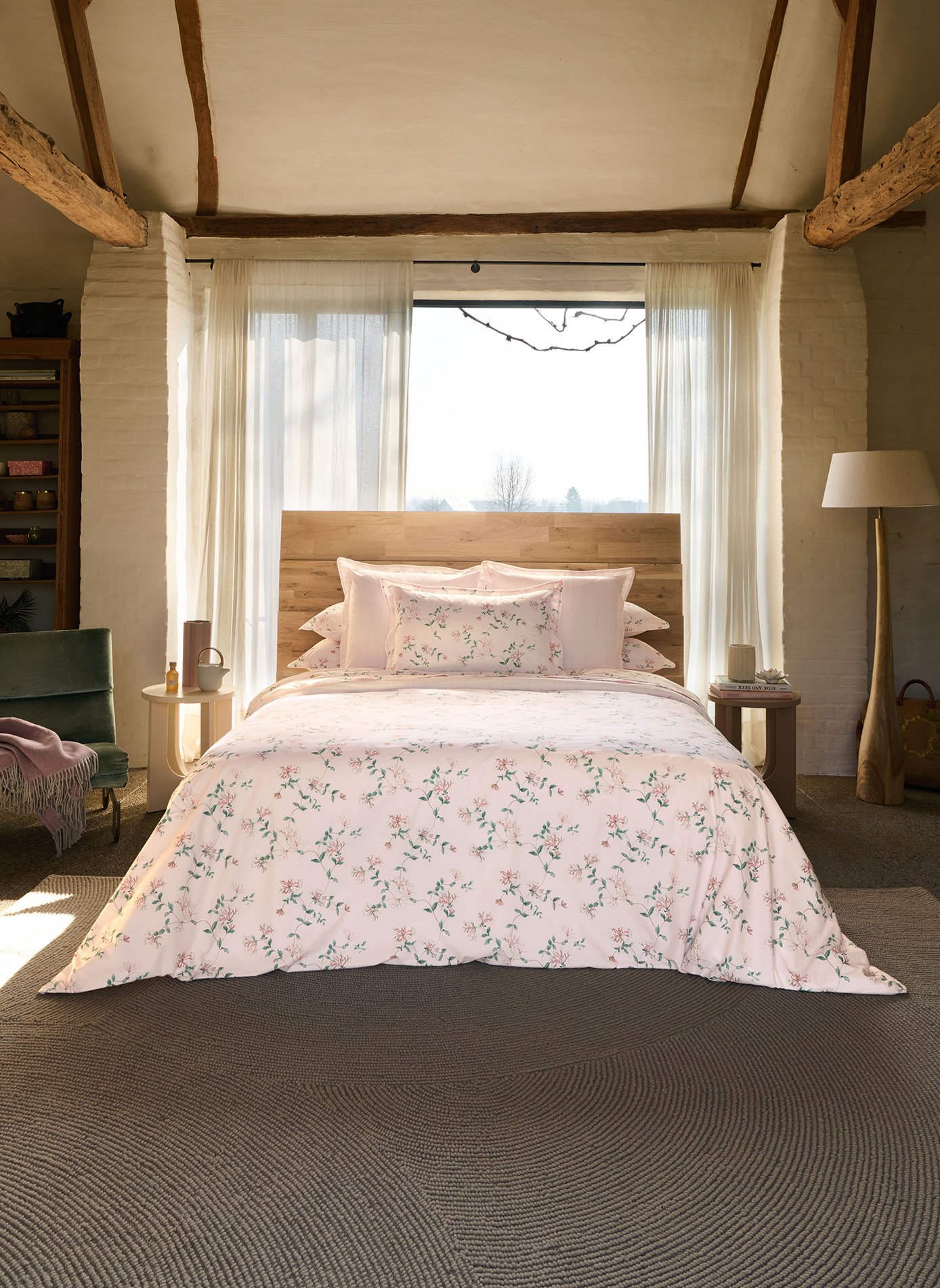 Drap housse nature ANNE DE SOLENE Rose