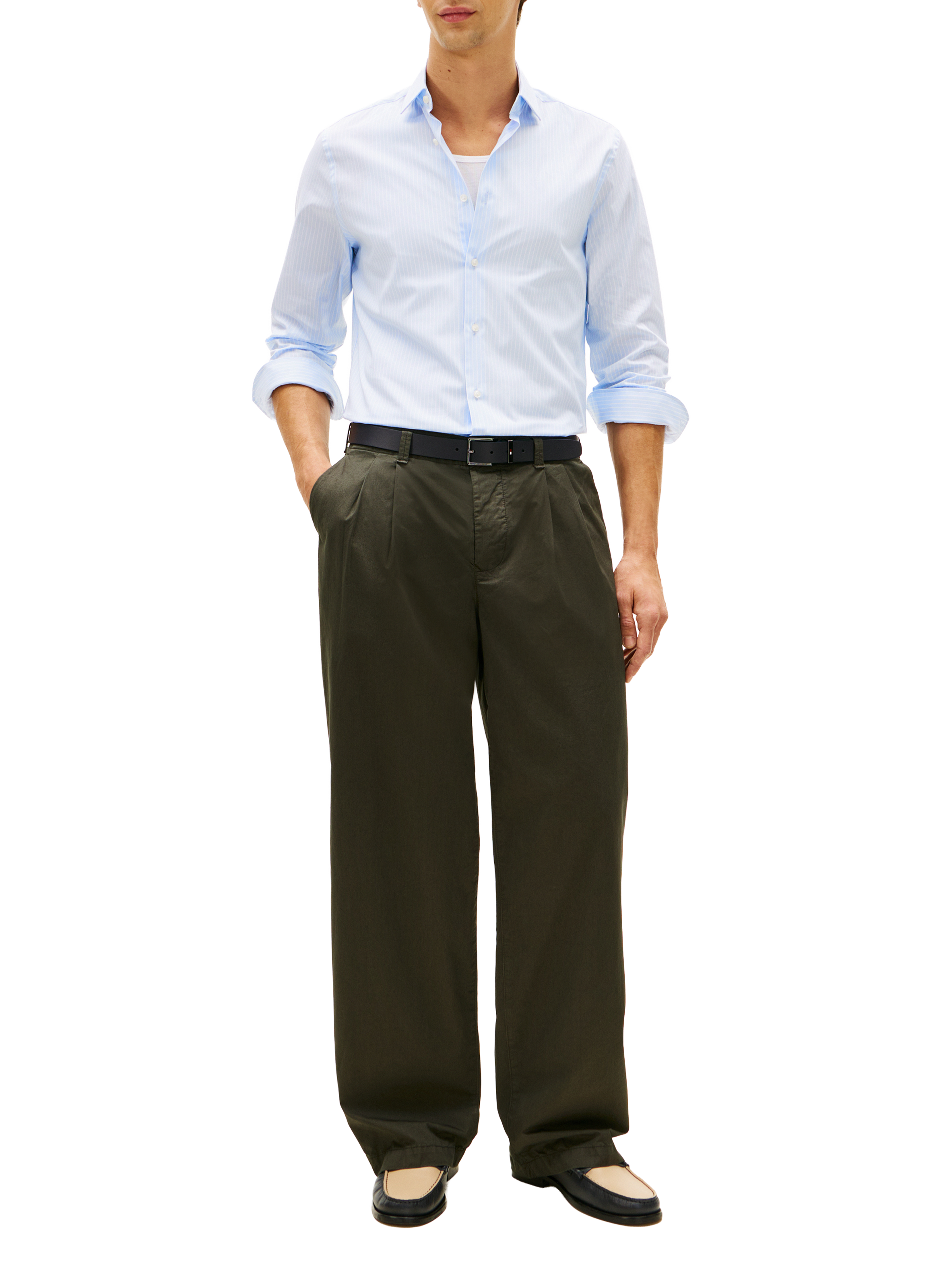 Chemise rayée en coton mélangé TOMMY HILFIGER Bleu