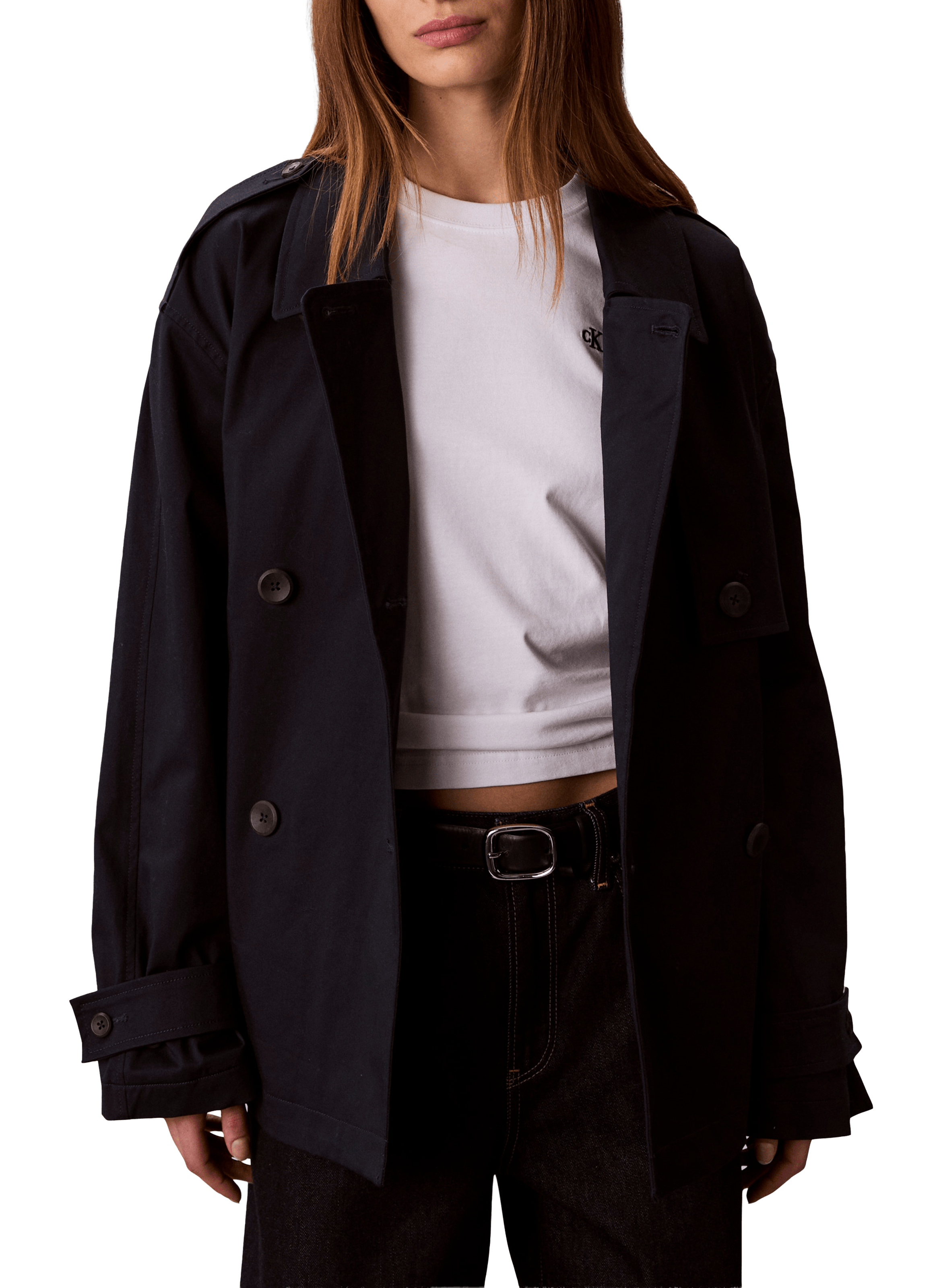 Trench en sergé de coton mélangé CALVIN KLEIN Bleu