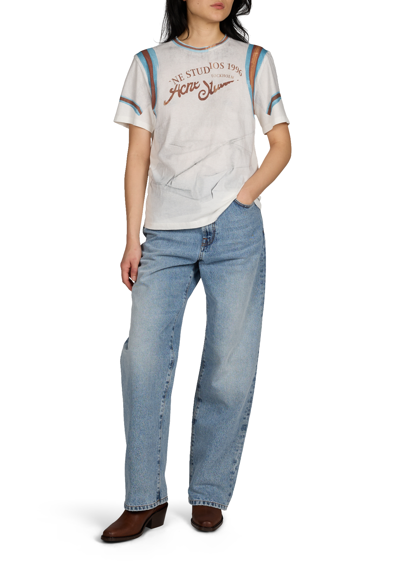 T-shirt imprimé en coton organique ACNE STUDIOS Multicolore