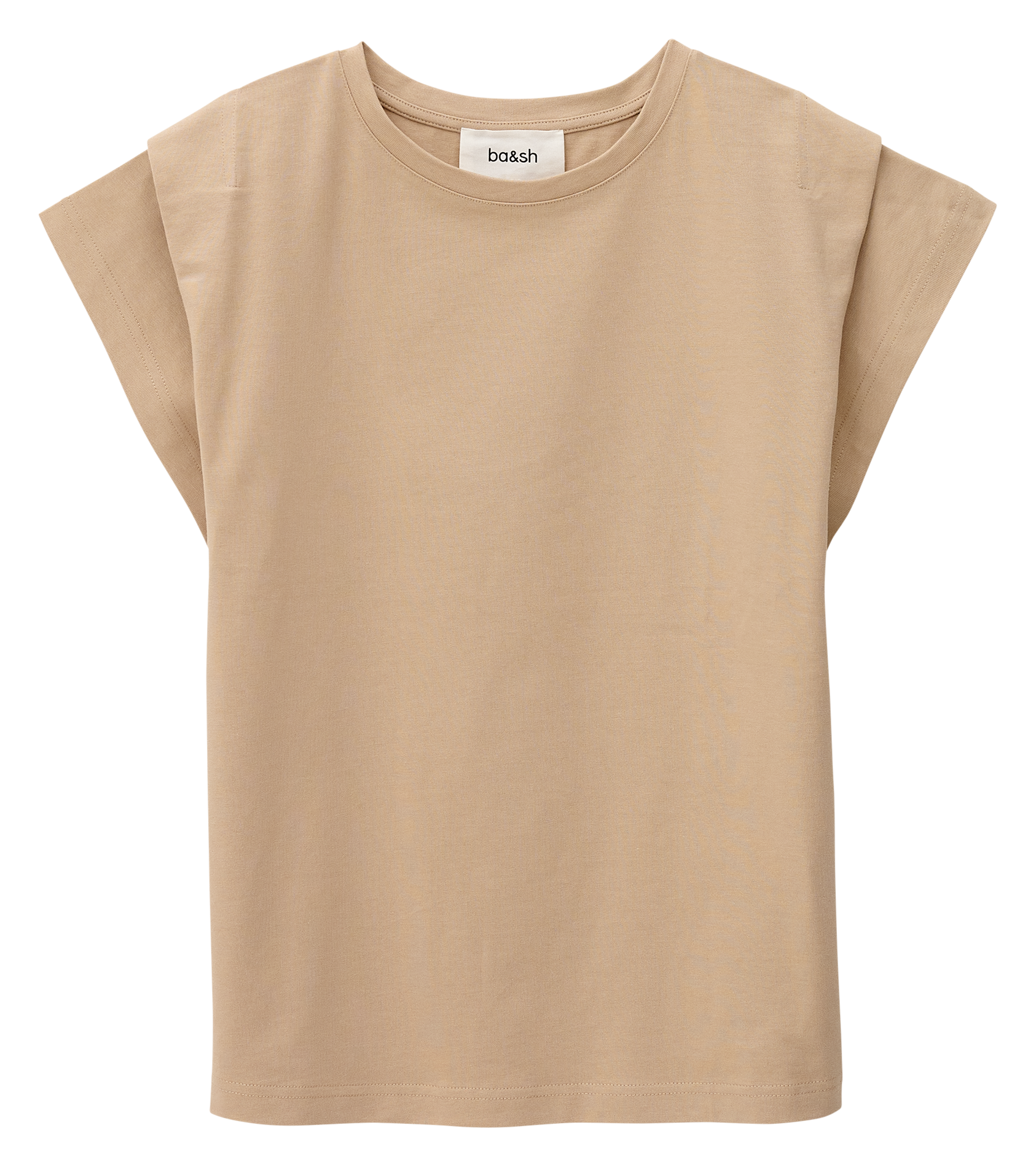 Tee-shirt droit col rond en coton pio BA&SH Beige