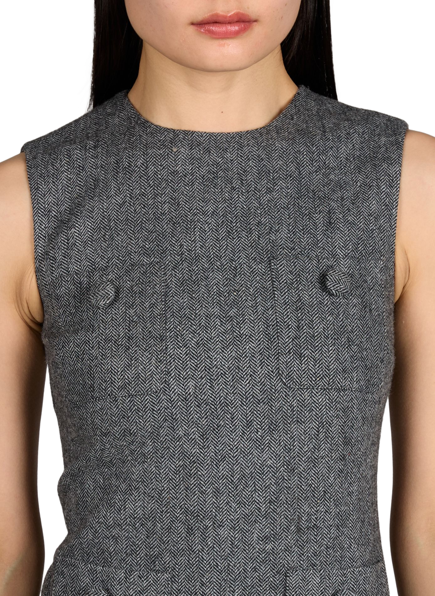 Robe courte sans manches à chevrons SELF PORTRAIT Gris