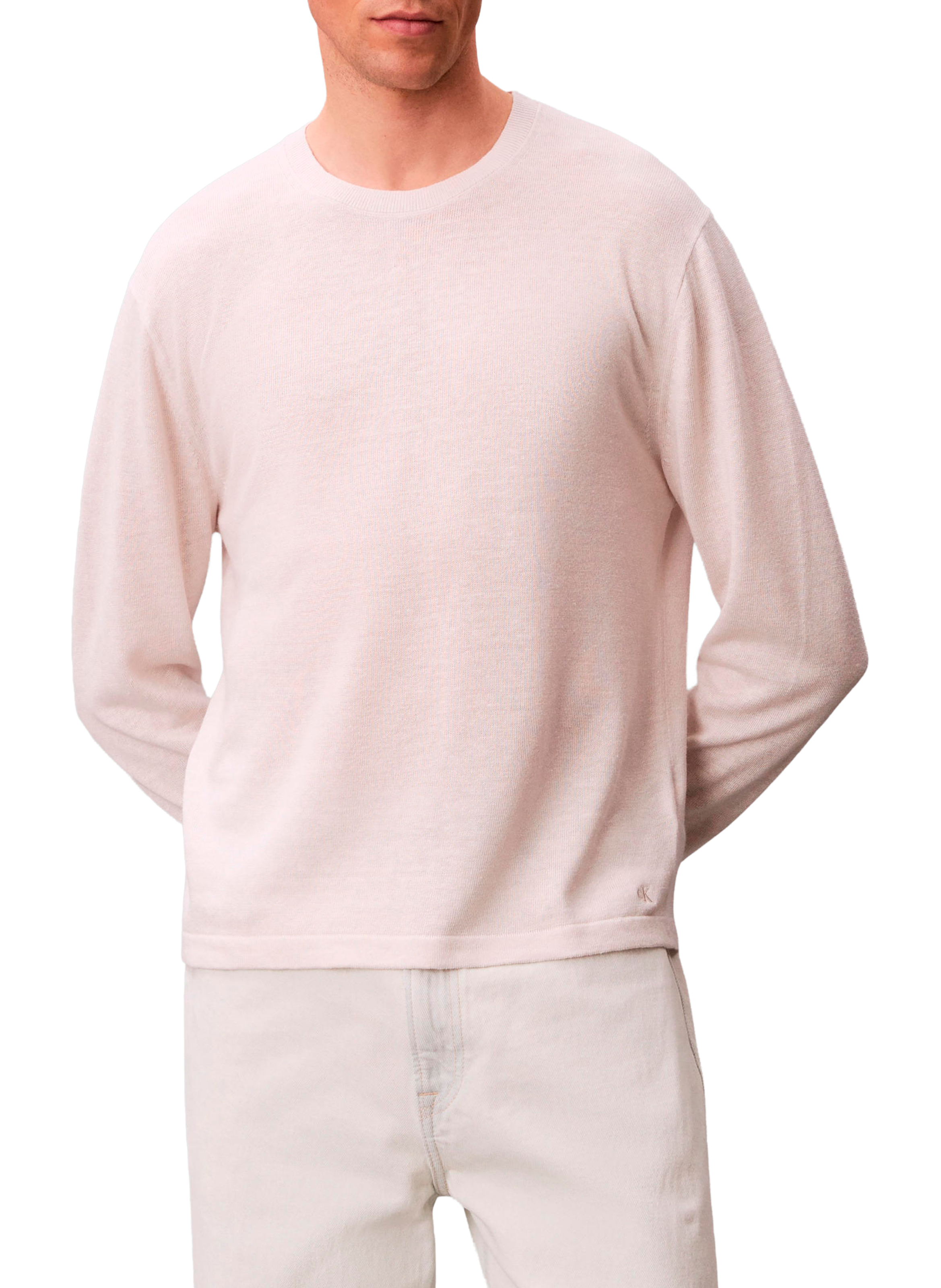Gerader Rundhalsausschnitt-Pullover aus Leinenmischung CALVIN KLEIN Beige