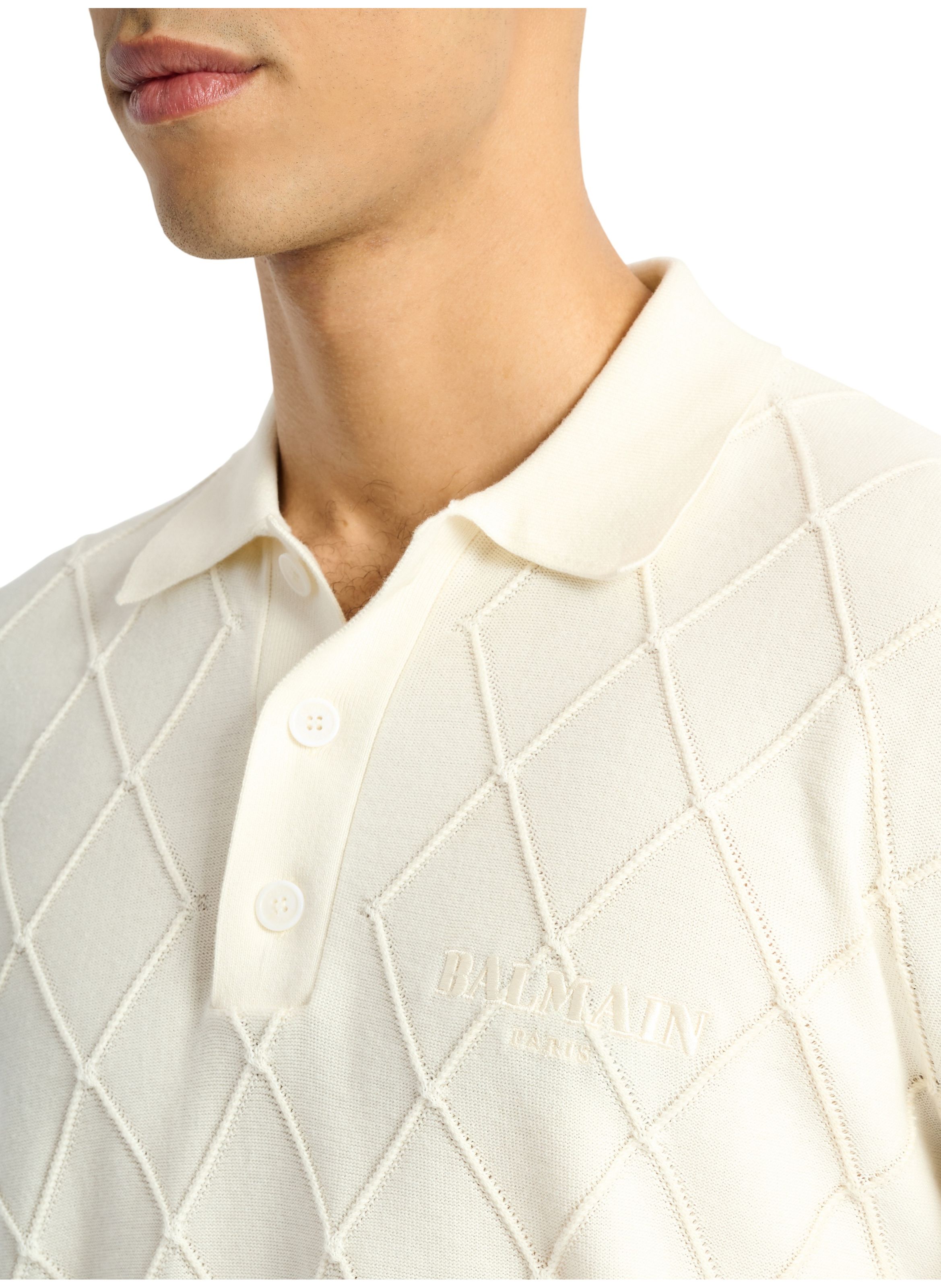Polo balmain vintage en maille Blanc