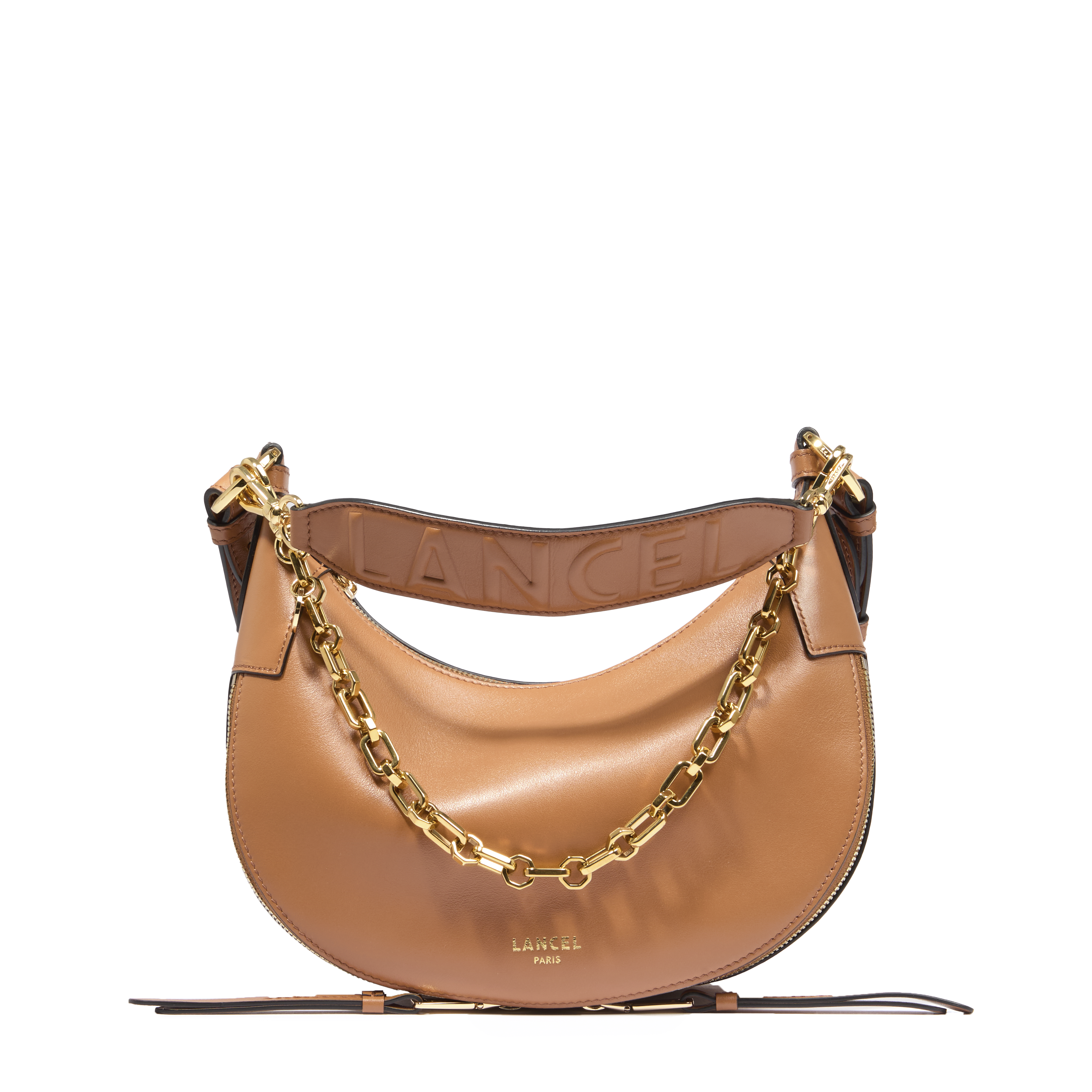 Sac hobo zippé s origami de lancel en cuir LANCEL Marron