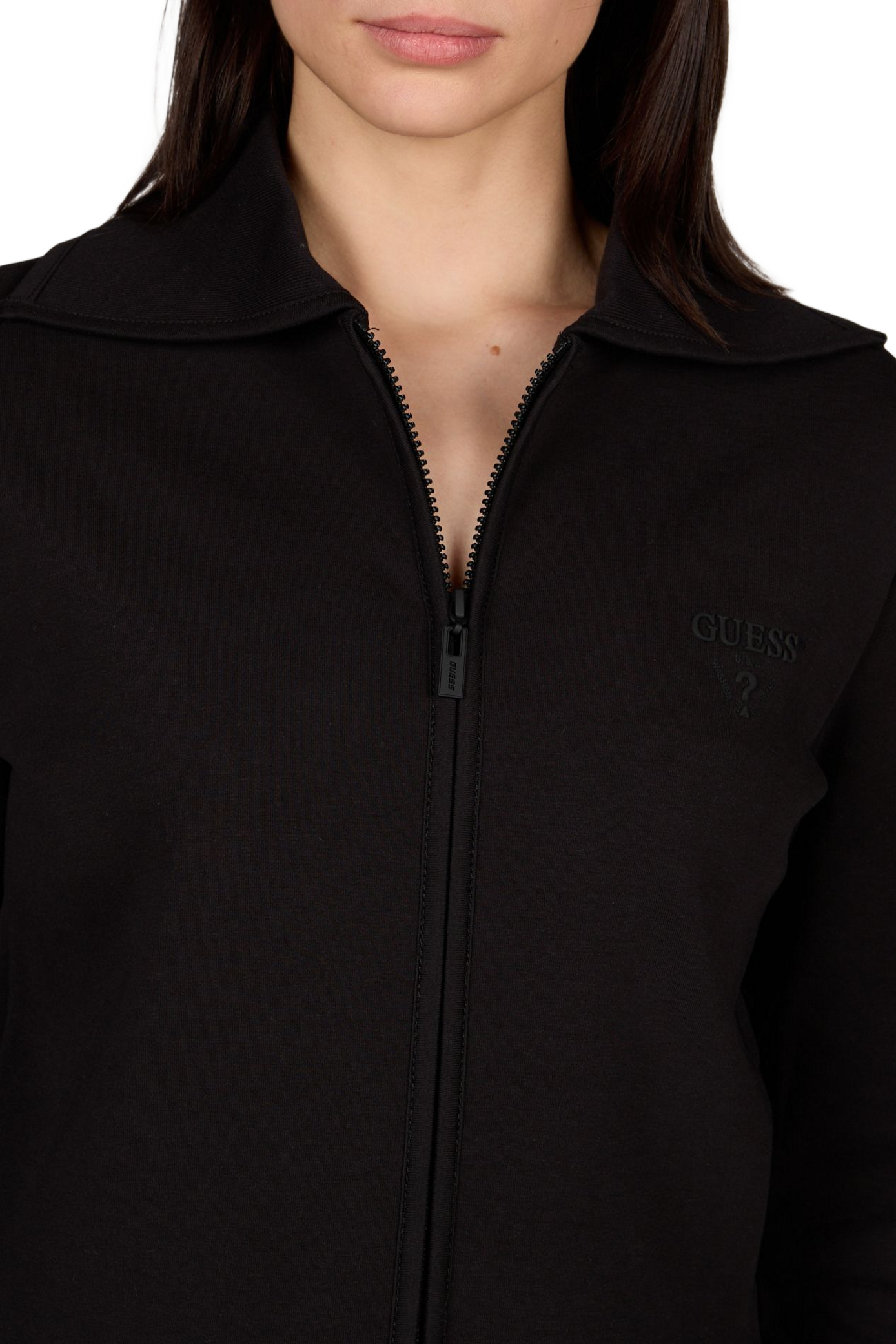 Cotton-blend zip-up sweatshirt GUESS Black
