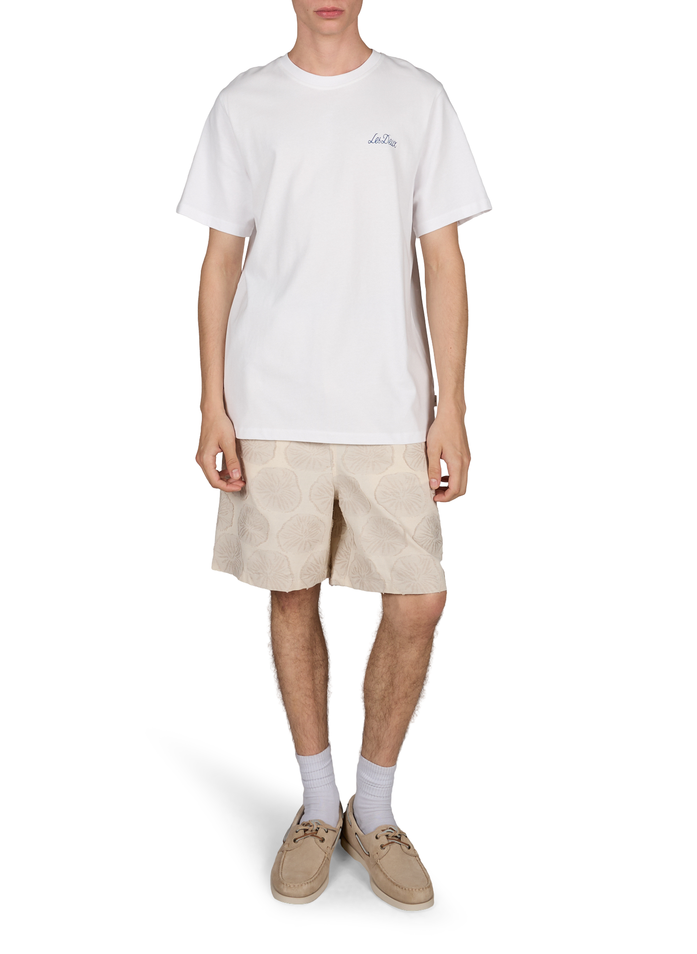 Straight printed cotton T-shirt LES DEUX White