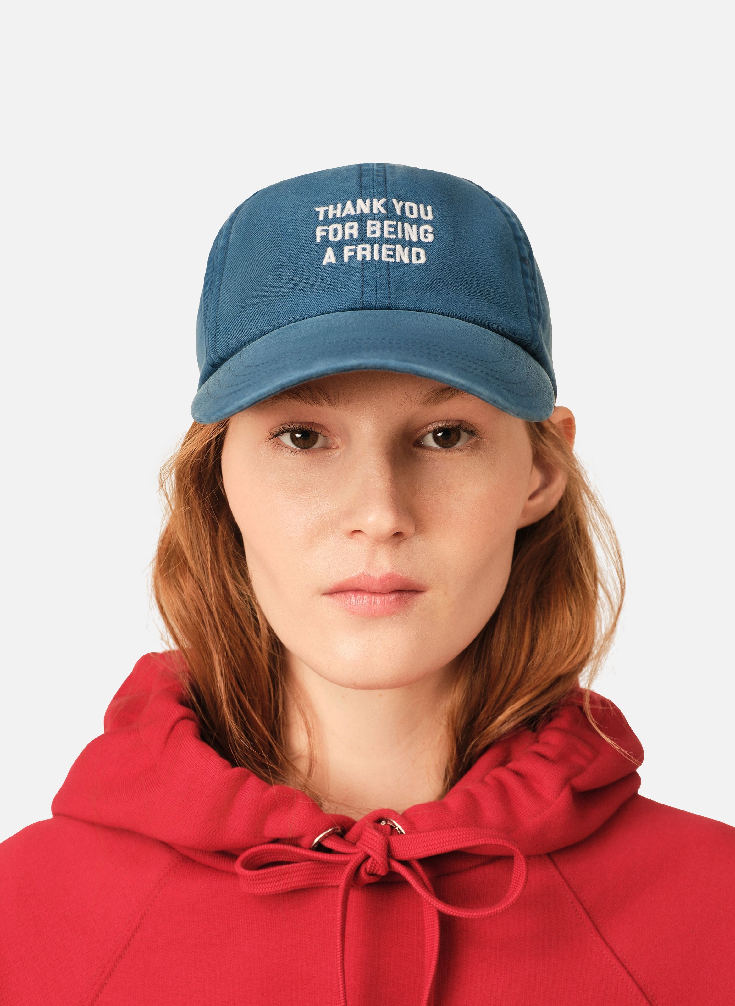 Casquette unisexe en coton "thank you for being a friend" AMI PARIS Bleu