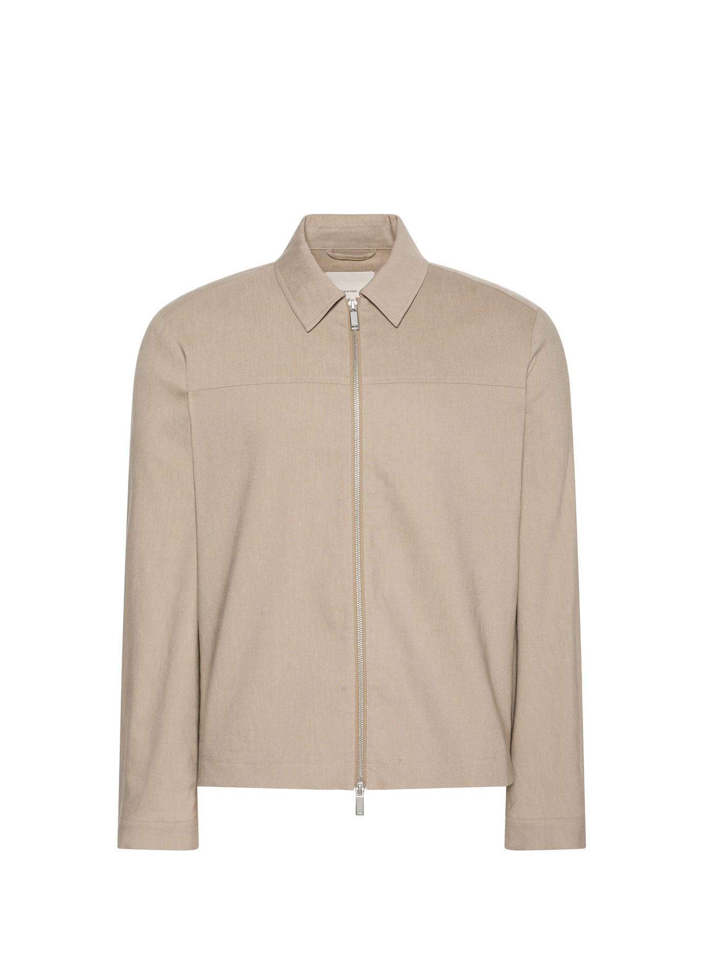Straight zip-up jacket in blended linen CALVIN KLEIN Beige
