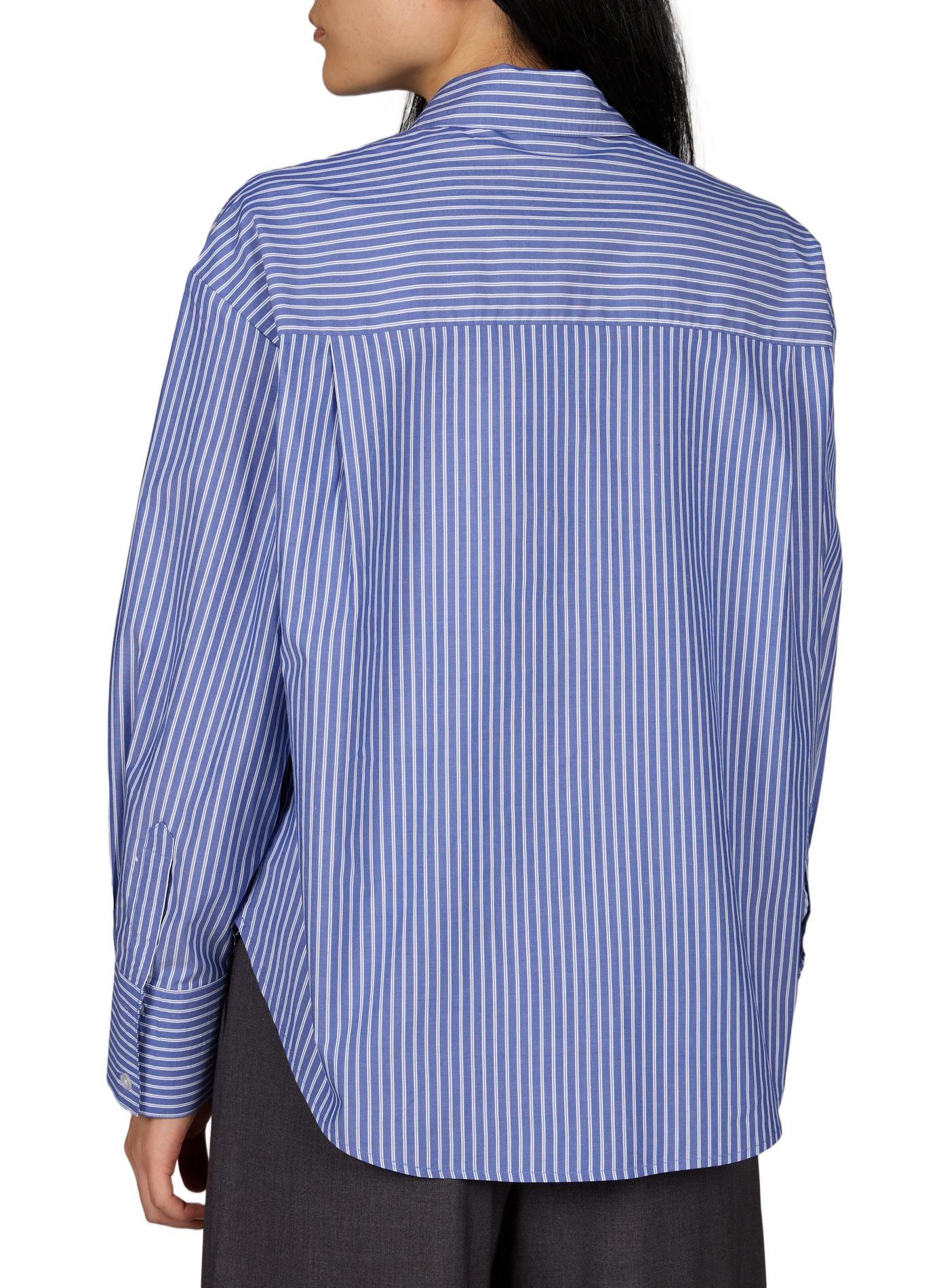 Striped long-sleeve shirt in blended cotton OBJECT Blue