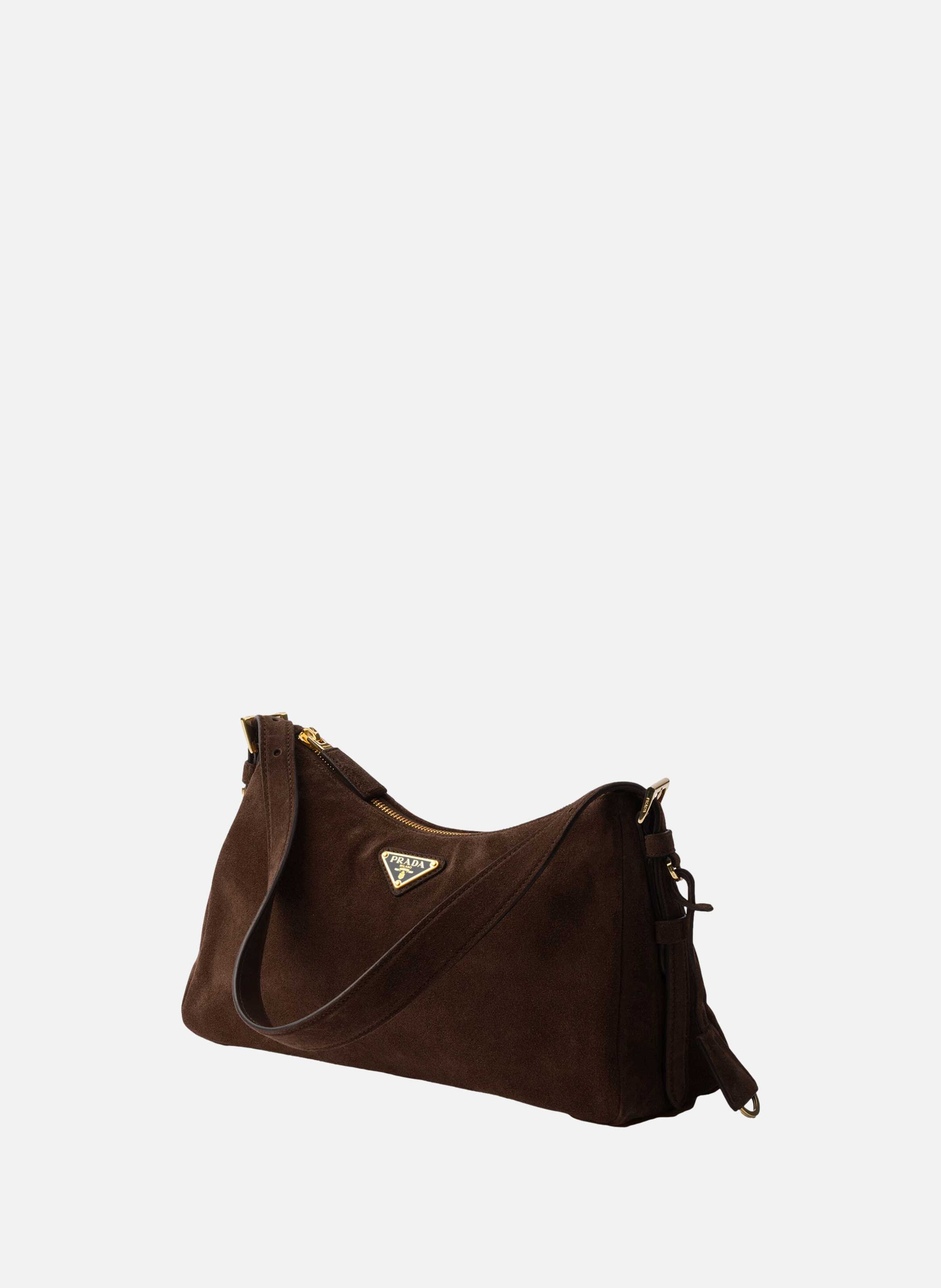 Sac à bandoulière prada aimée en veau velours PRADA Marron