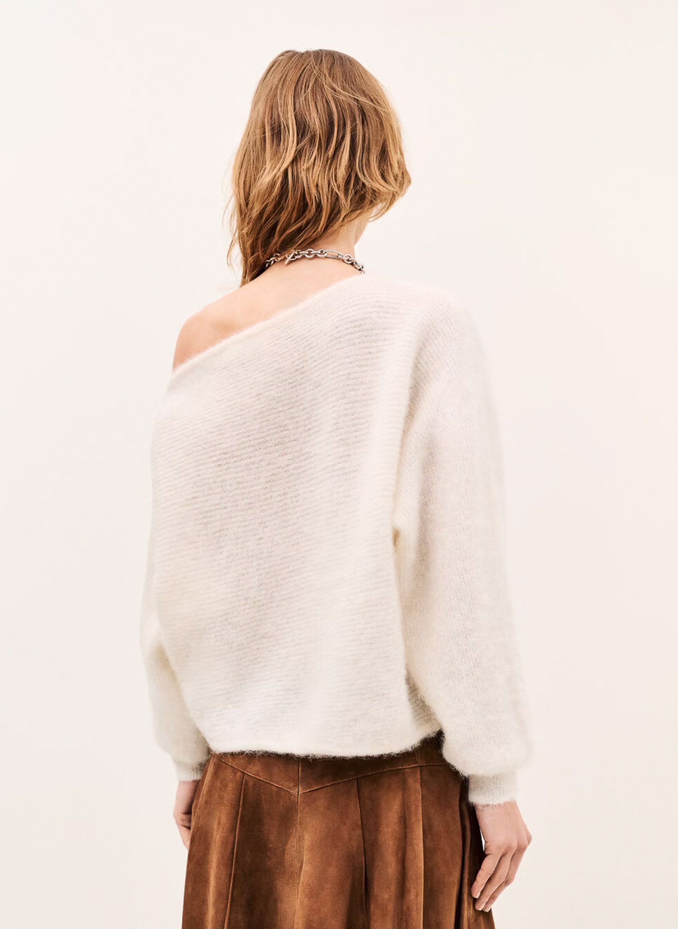 Pull ample col bateau en alpaga mélangé suela | Beige BA&SH Dames
