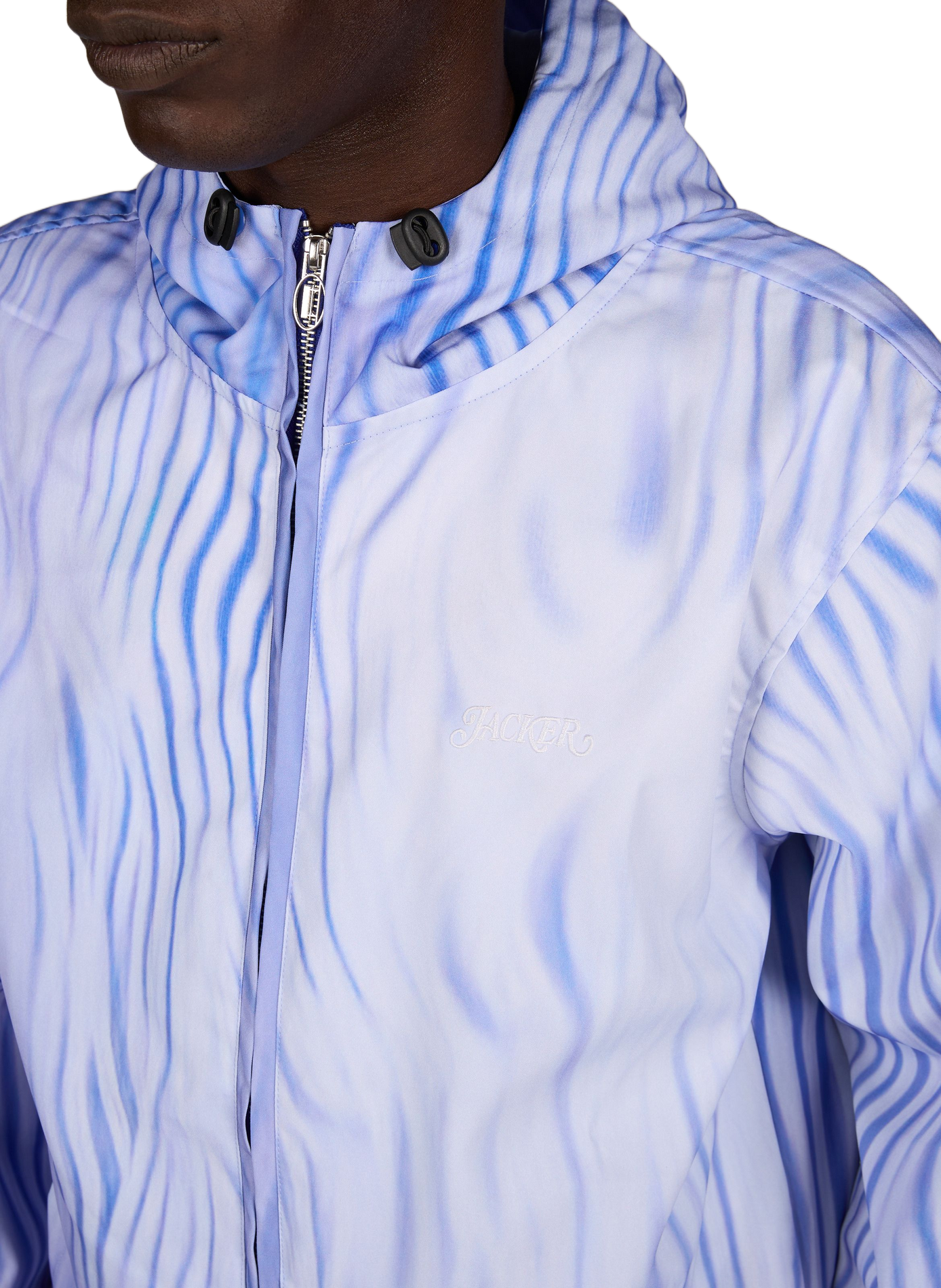 Windjack met print en capuchon JACKER. Blauw