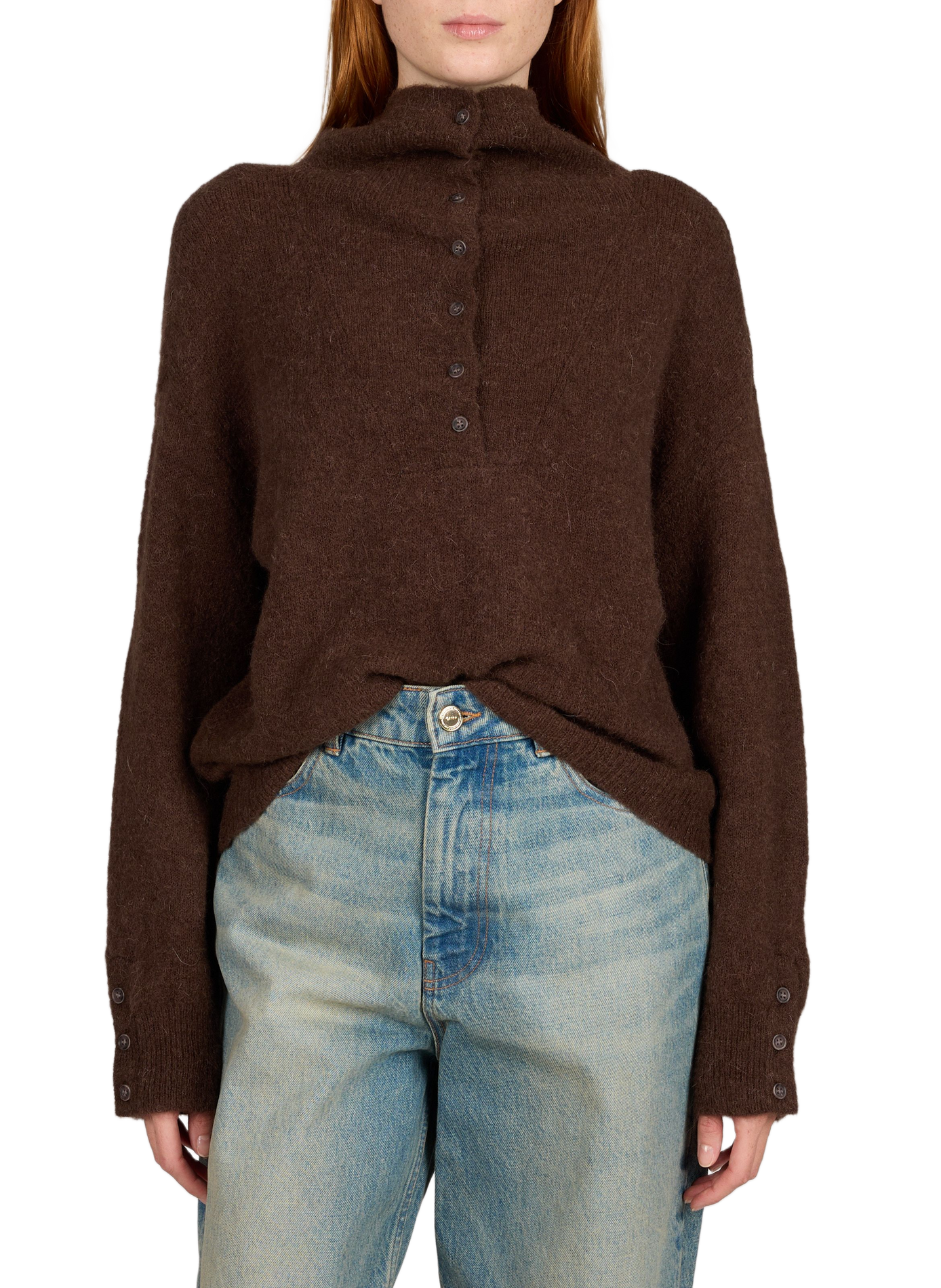 Oversize-Stehkragenpullover Bondie Hope MSCH Braun