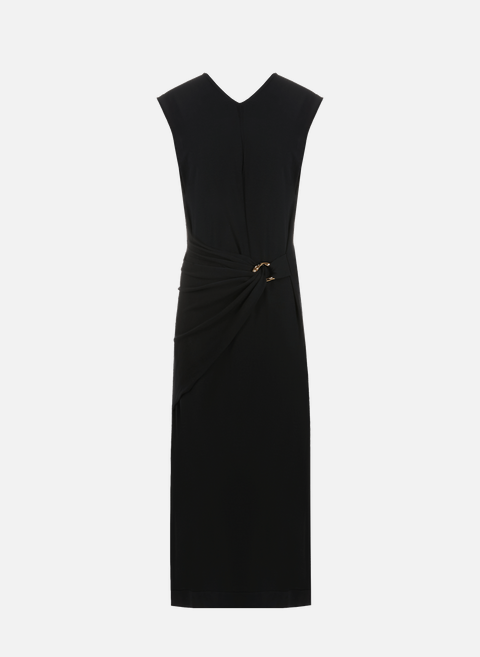 فستان طويل من الصوف باللون الأسودJIL SANDER 