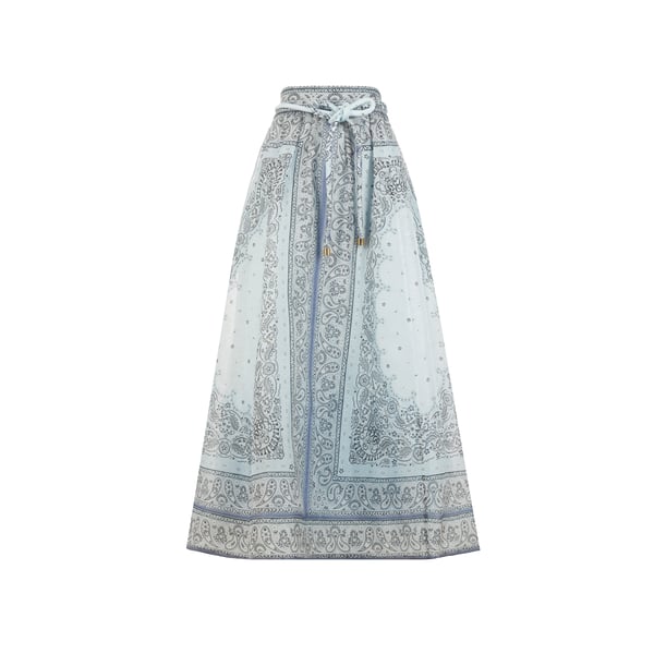 ZIMMERMANN MATCHMAKER PRINTED LINEN AND SILK-BLEND MIDI SKIRT