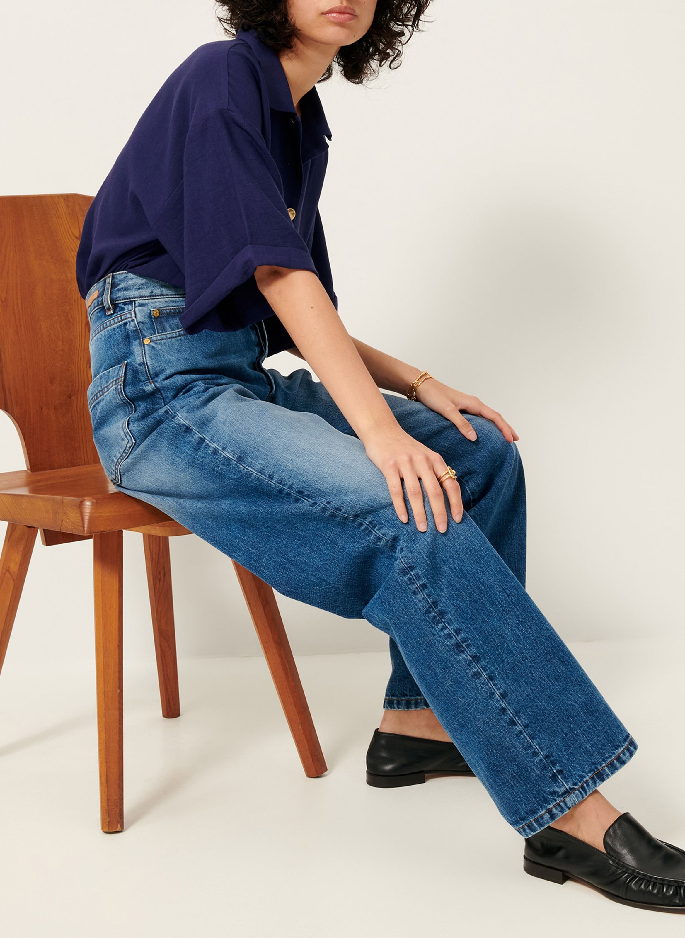 Mocassins plats en cuir ayano Noir