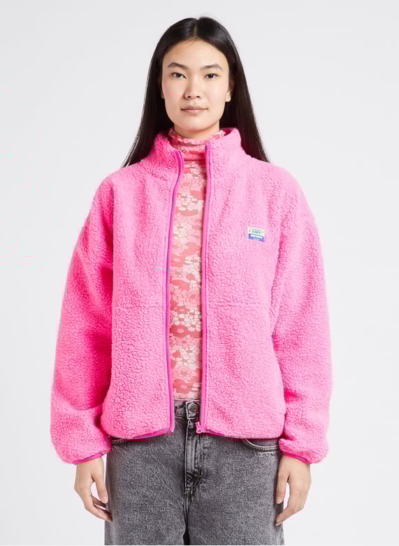 Veste ample zippee a col montant polaire hoktown Rose