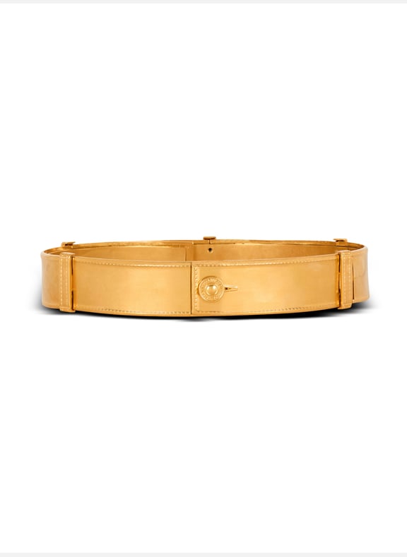 Ceinture avec trompe-l'œil denim en laiton Doré by BALMAIN BALMAIN Ceinture avec trompe-l'œil denim en laiton Doré