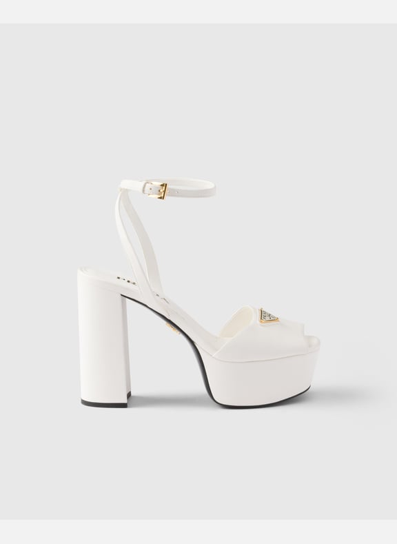 Sandales compensées en cuir nappa Beige by PRADA PRADA Sandales compensées en cuir nappa Beige