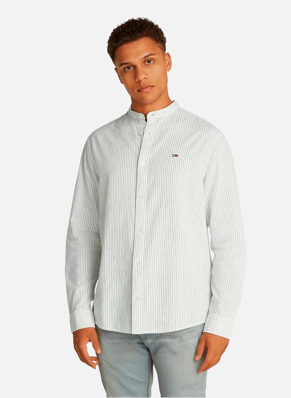 Chemise rayée en coton et lin Beige by TOMMY HILFIGER TOMMY HILFIGER Chemise rayée en coton et lin Beige