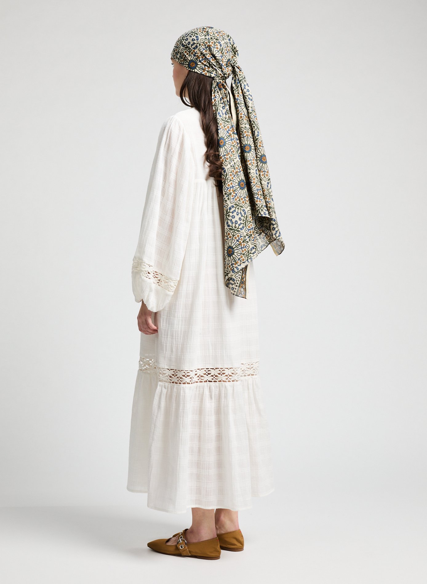 Robe longue brodée en coton bio LOUISE MISHA Beige