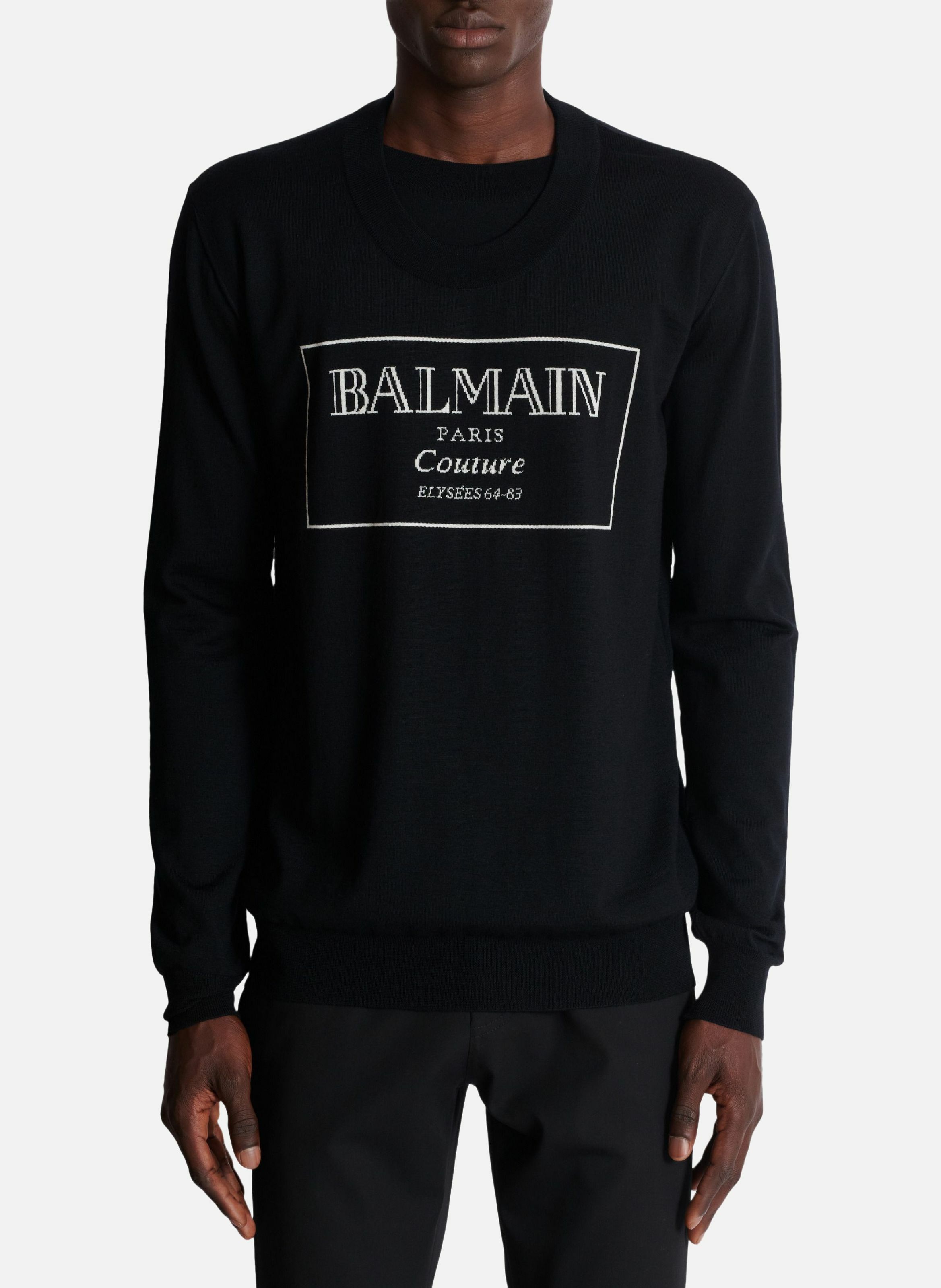 Pull en maille balmain couture étiquette BALMAIN Noir