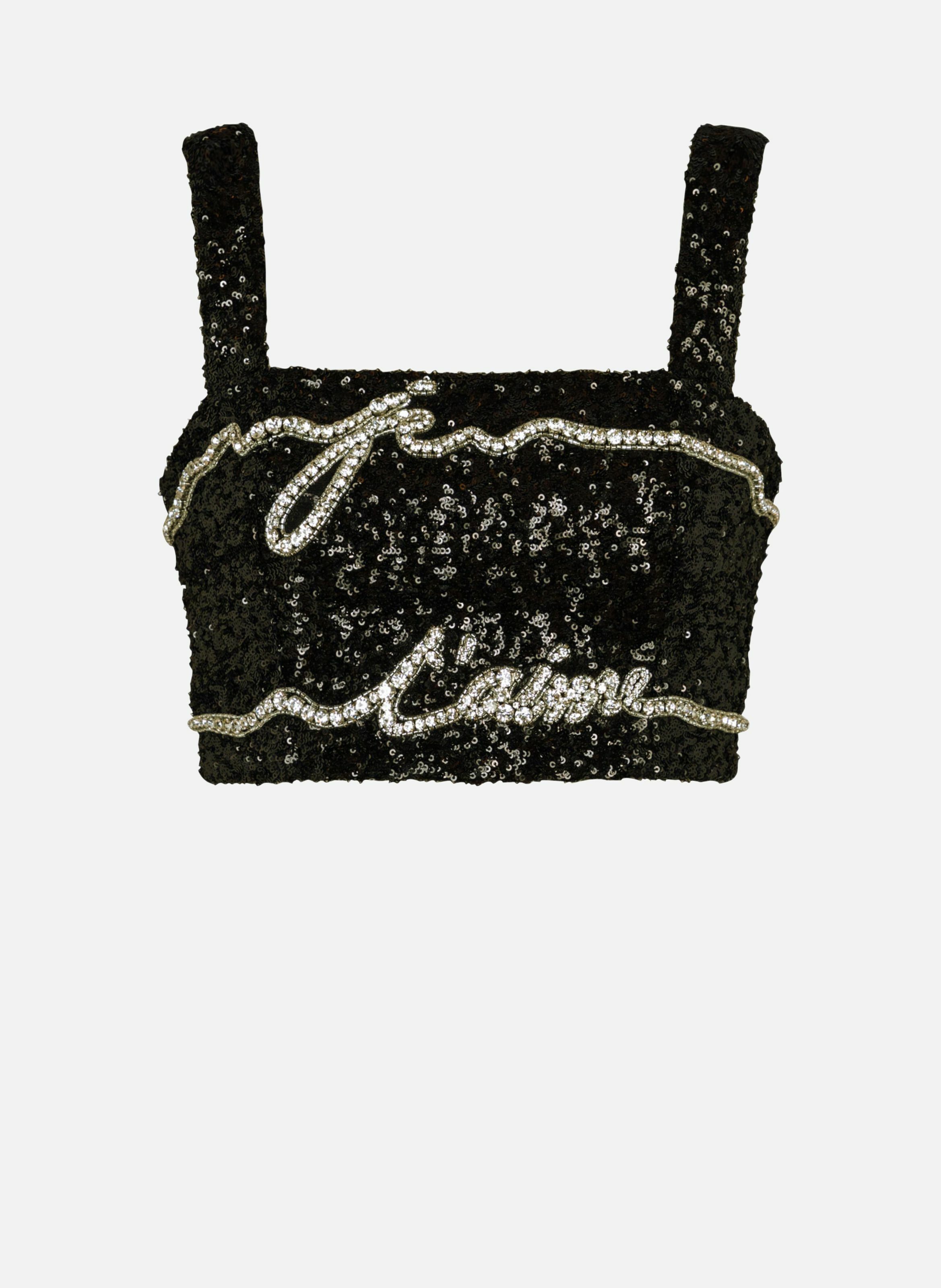 Top court brodé « lettre d'amour » BALMAIN Noir