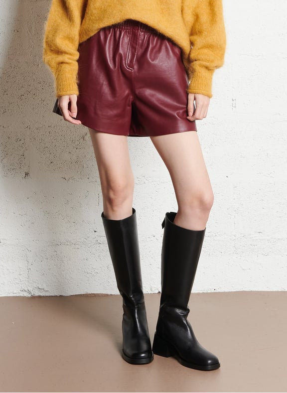 Short taille haute en cuir aglae Rouge by BA&SH BA&SH Short taille haute en cuir aglae Rouge