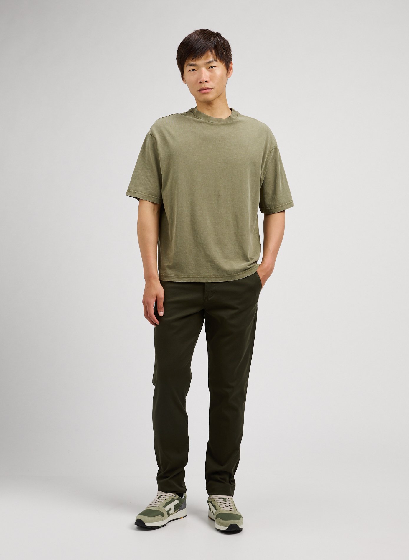 Pantalon slim en coton organique mélangé SELECTED Vert