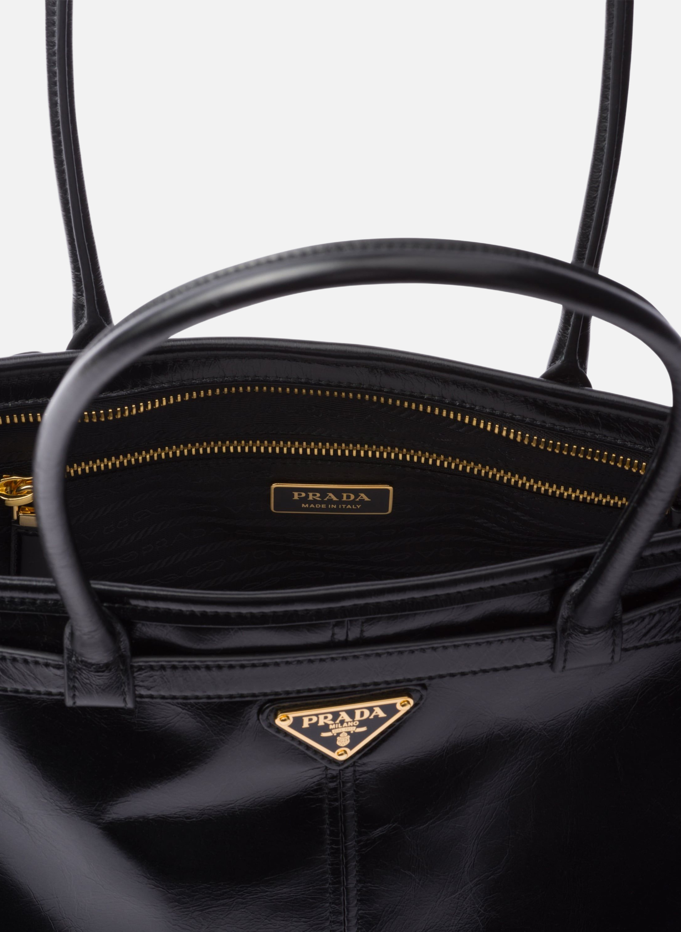 Grand sac à main prada bonnie en cuir PRADA Noir