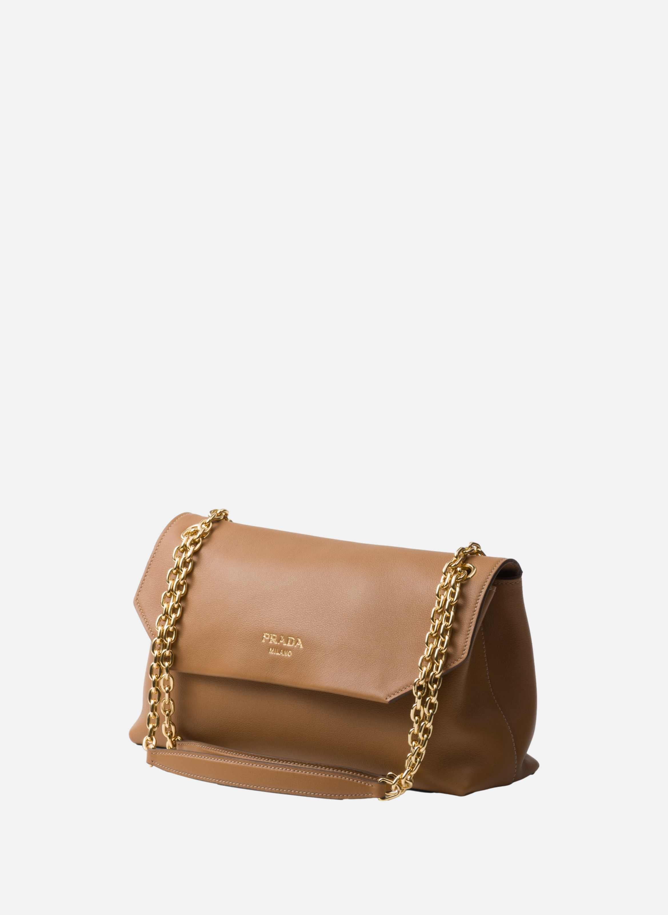 Sac porté épaule en cuir prada doux PRADA Marron