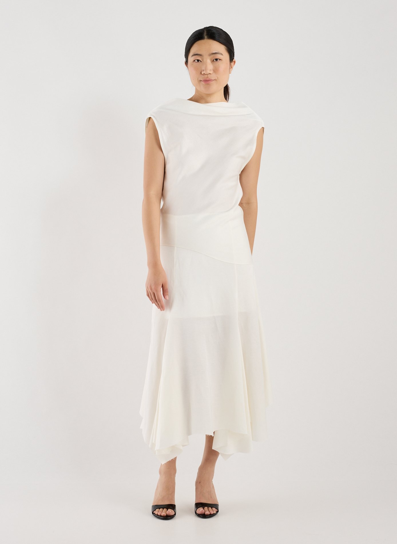 Top asymétrique en lin mélangé MARQUES ALMEIDA Blanc