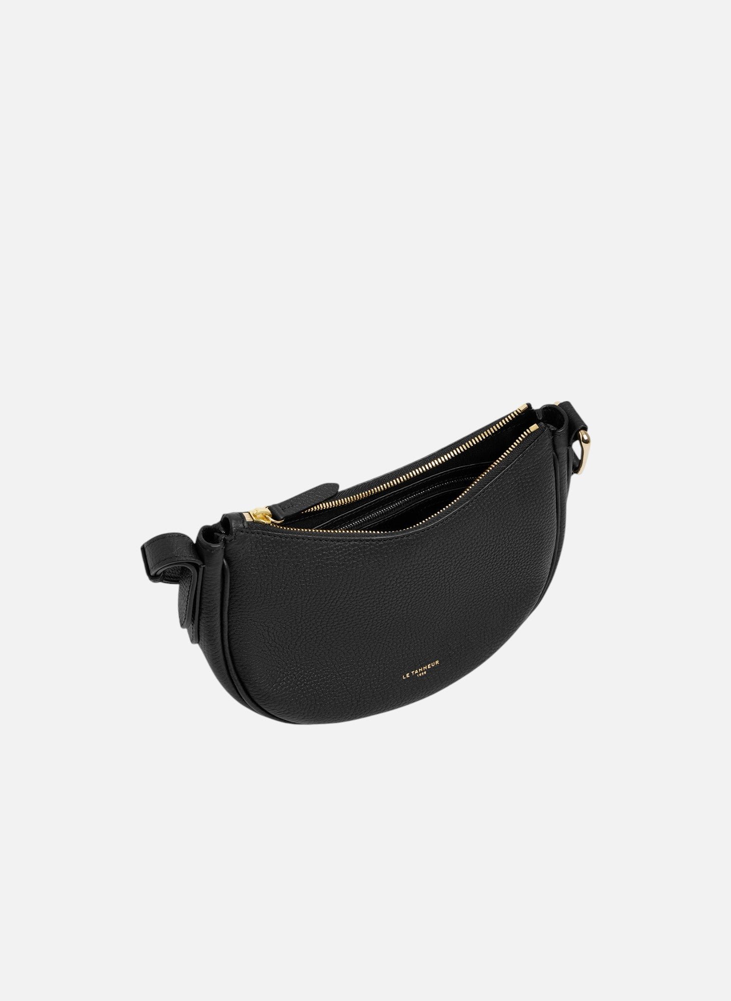 Petit sac bandoulière madeleine en cuir de taurillon grainé LE TANNEUR Noir