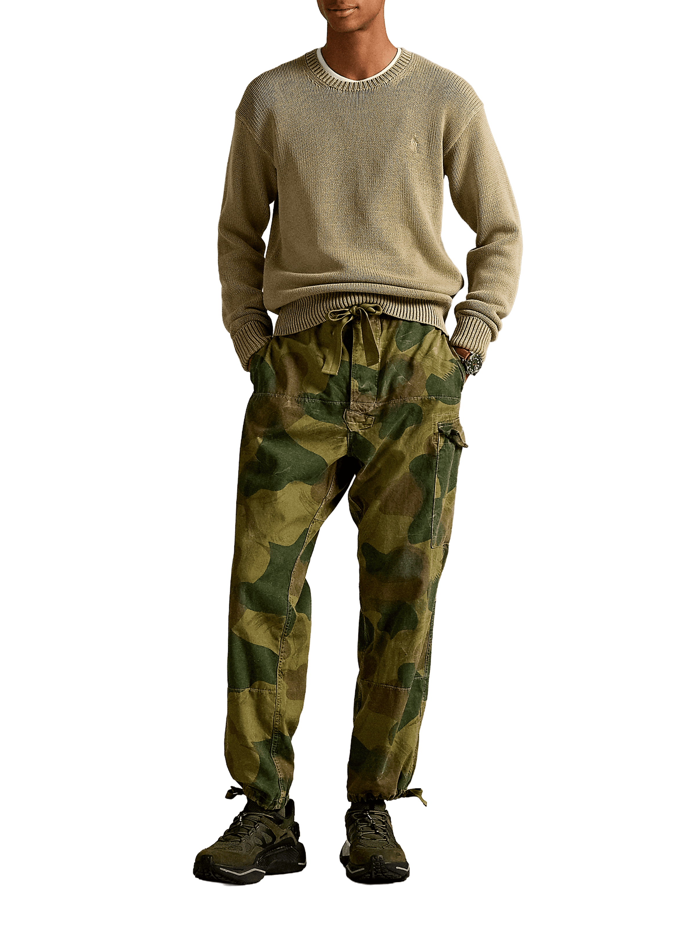 Pull col rond en coton POLO RALPH LAUREN Beige