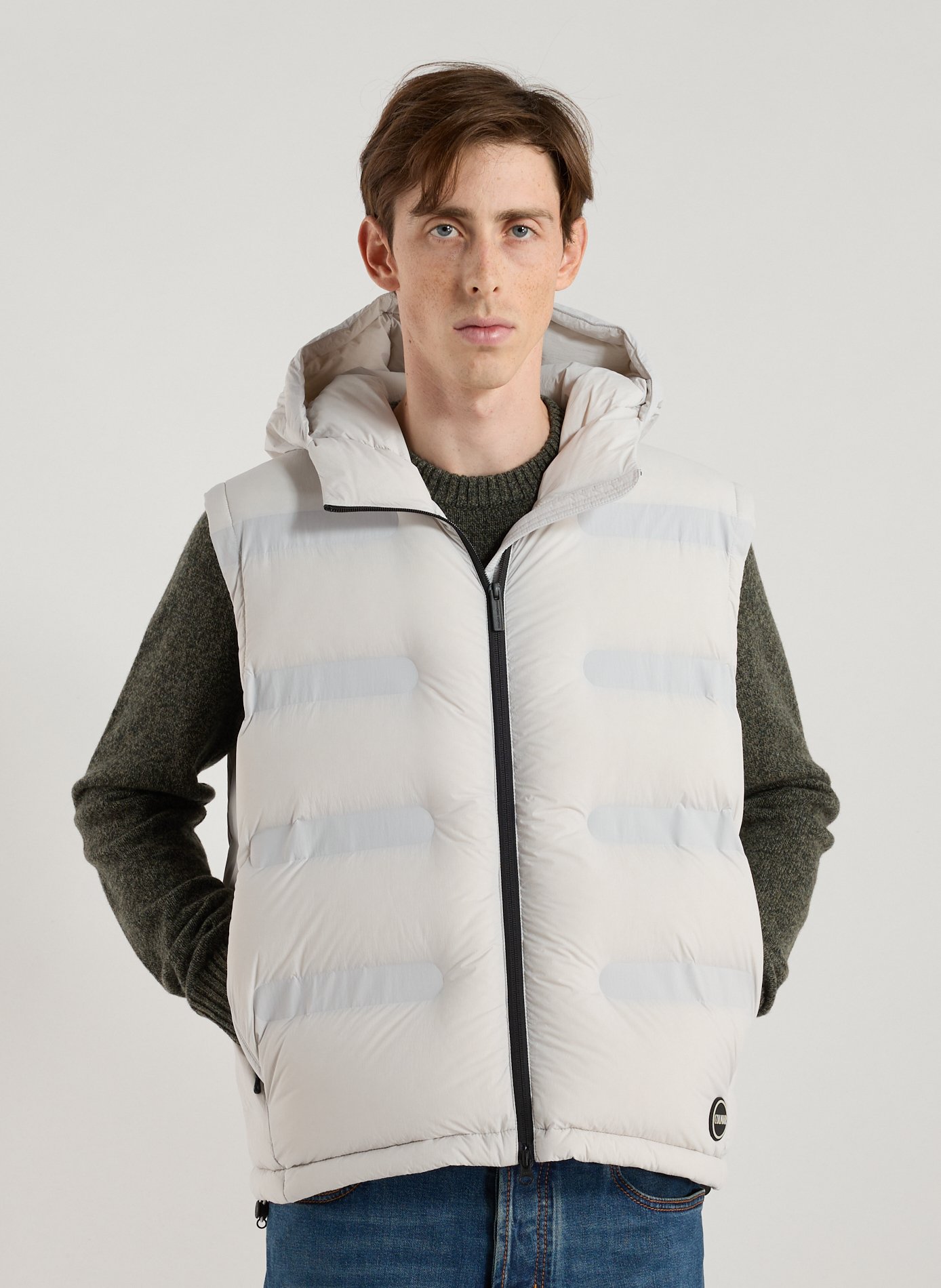 COLMAR Quilted hooded sleeveless puffer jacket Grey