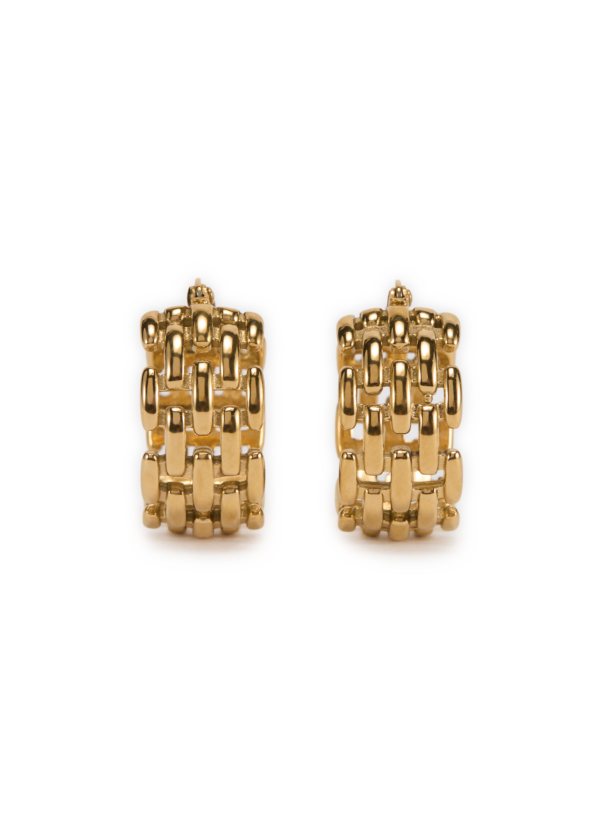 AU PRINTEMPS PARIS Mesh hoop earrings Golden