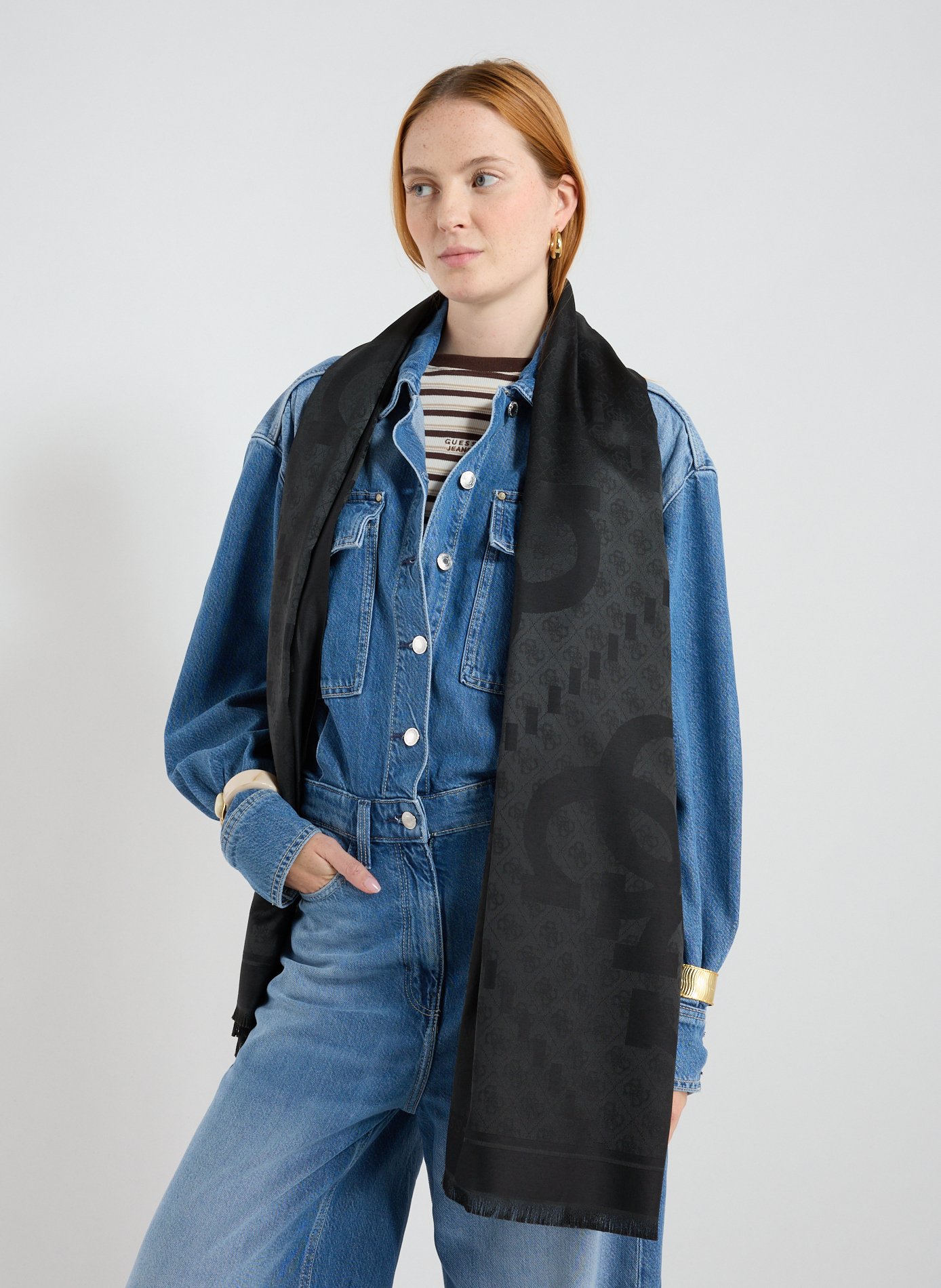 Logo scarf GUESS Black