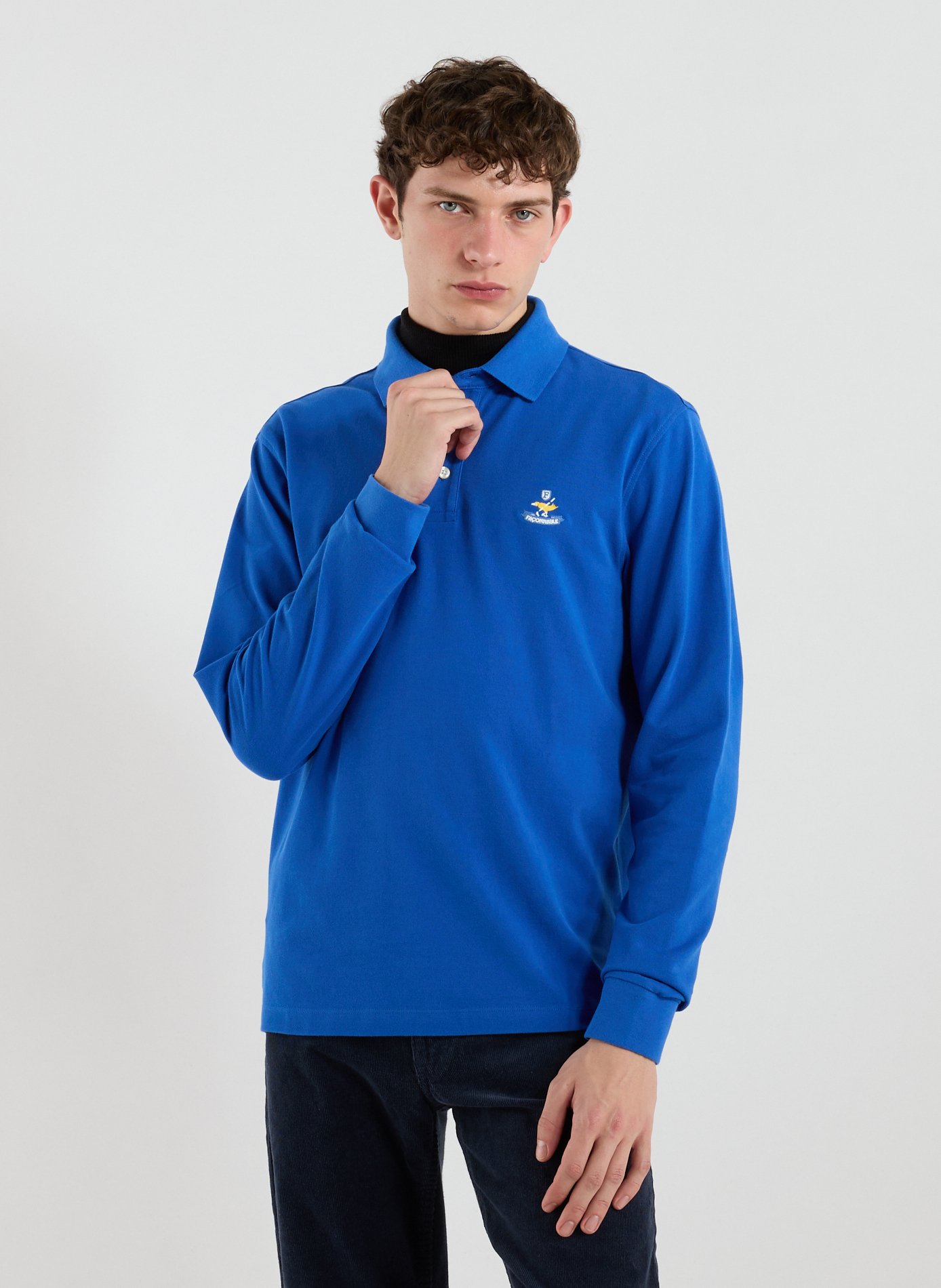 FACONNABLE Polo à manches longues en coton Bleu