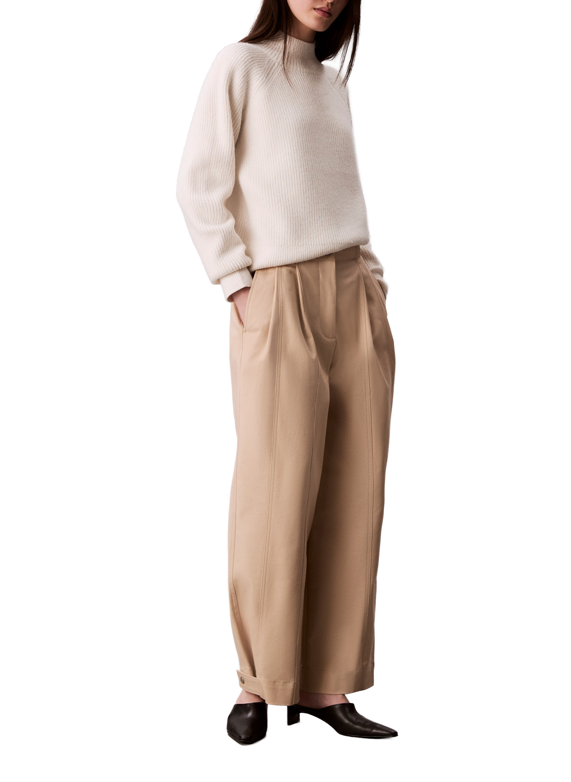 Pull col roulé  CALVIN KLEIN Beige